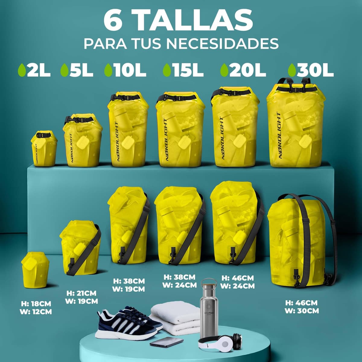 Nordlight Mochila Impermeable Roll Top 25L - Hybrid 25" | Bolsa Seca Con Compartimento Para Portátil De 15 Pulgadas, Bolsillos Exteriores E Interiores, Sistema De Transporte Acolchado — view 3