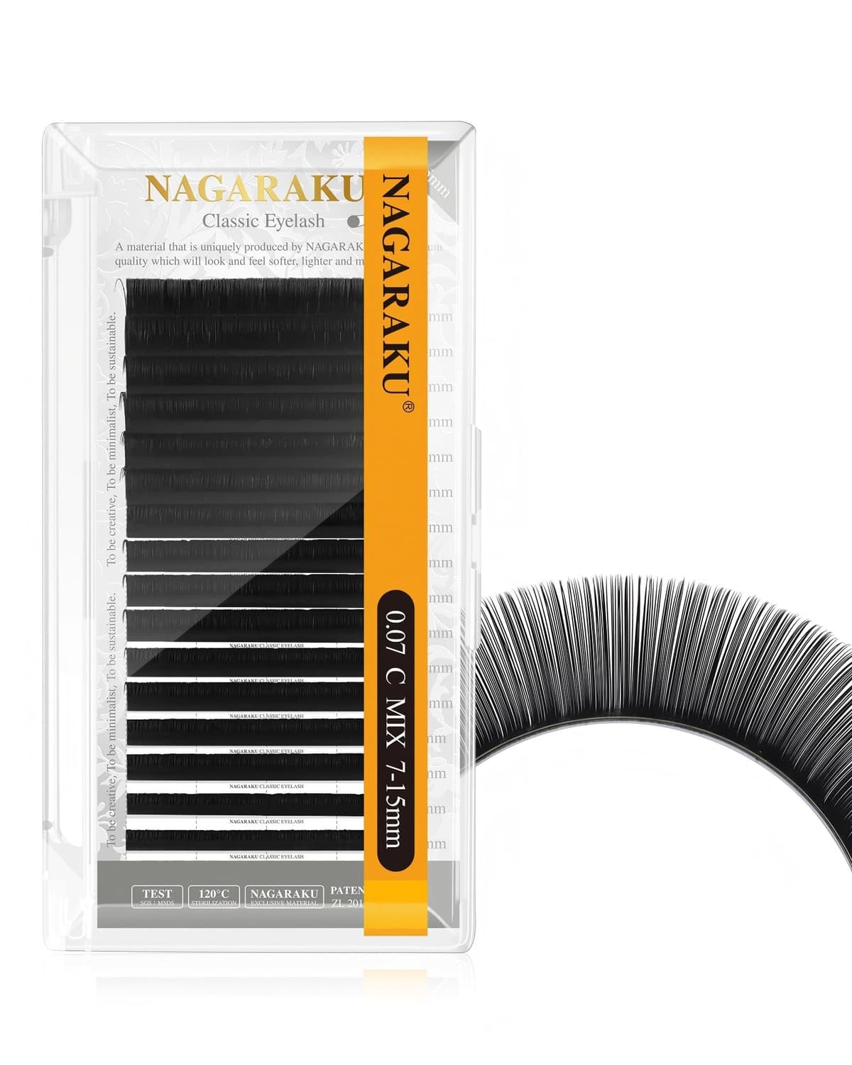 NAGARAKU Extensiones de Pestañas Individuales Clásico 1:1 Pestañas Pelo a Pelo Volumen Lashes Natural Blando Suave Wispy Singel Eyelash Extension Pestañas Postizas Negro 16 Filas(0.07mm C 7-15mm)