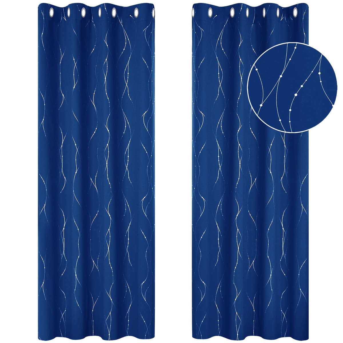Deconovo Soft Dotted Line Foil Printed Blackout Curtains Thermal Insulated Curtains Eyelet Energy Efficiency Room Darkening Curtains for Bedroom 52 x 72 Inch Light Grey 2 Panels — view 86