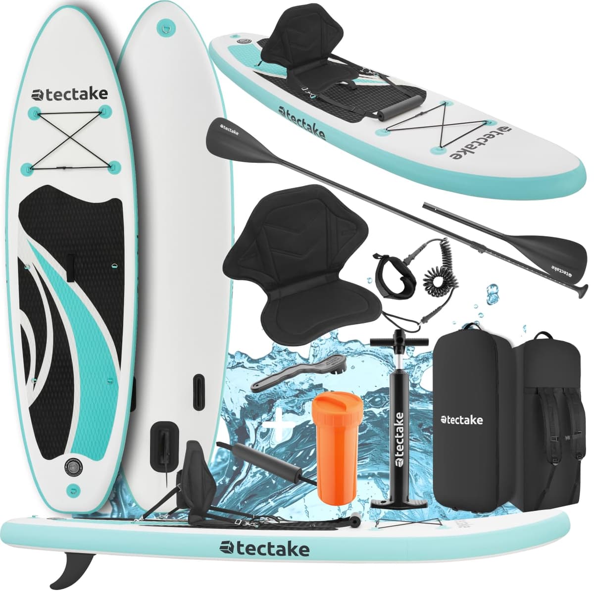 tectake® Tabla de Paddle Surf Hinchable, Incluye Remo 2 en 1, Asiento de Kayak, Bomba de Aire, Mochila de Transporte, Stand Up Paddle, Accesorios Paddle Surf, Tabla Hinchable — view 10