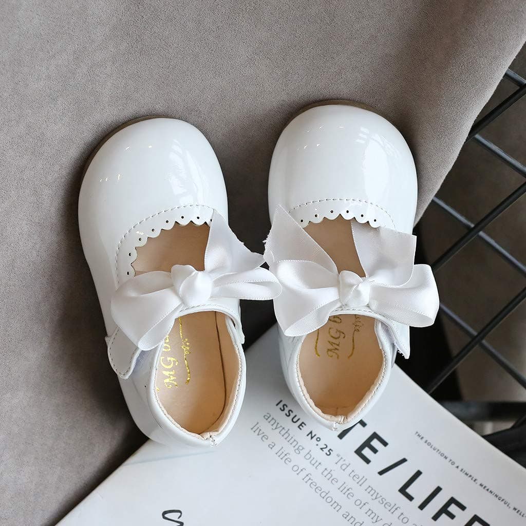 Infant Baby Girls Leather Shoes Soft Sole Bowknot Walking Shoes Moccasinss Crib Shoes Princess Wedding Dress Mary Jane Flats Prewalker Newborn Light Baby Sneaker Shoes — view 3