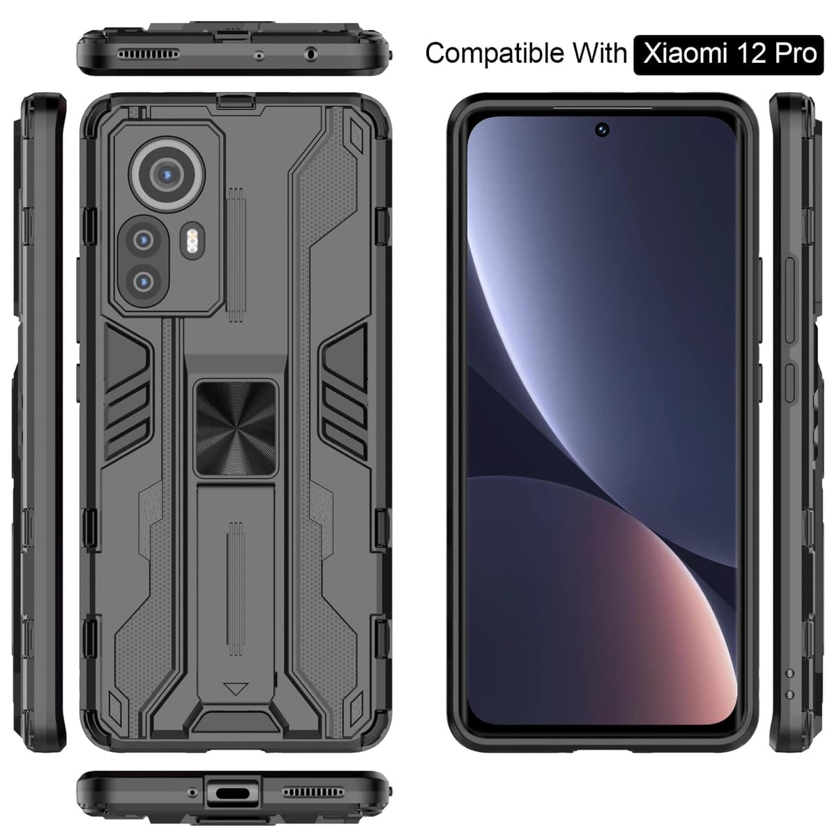 Funda para CMF Phone 2 Pro, Carcasa Antigolpes con Soporte anular metálico, Case Protectora de Grado Militar, Negro — view 799