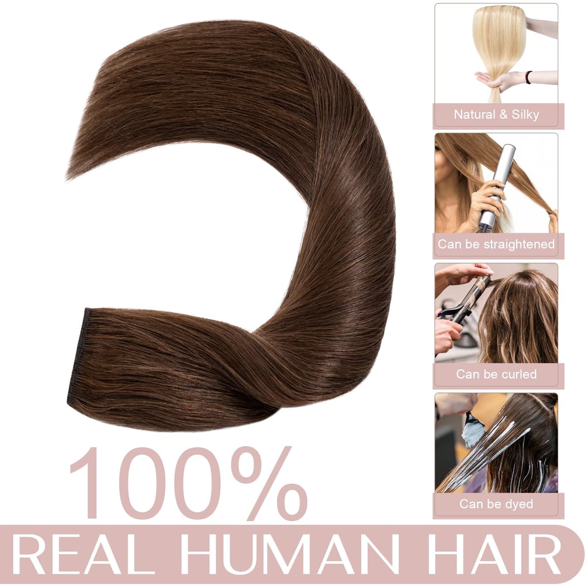 10"(25cm) SEGO Extensiones de Clip de Pelo Natural Humano [#4 Marrón Medio] Cabello 100% Remy [Una Pieza 5 Clips] 3/4 Cabeza Completa Postizos Pelucas Cortas (40g) — view 5