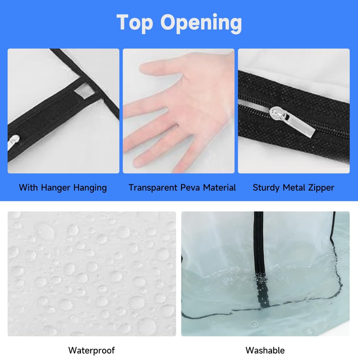 12 Fundas de Ropa, Bolsas Guardar Prendas Antipolvo Impermeables para Trajes, Vestidos, Camisas de Noche, Fundas Ropa Armario Transparente, Bolsas para Prendas a Prueba de Polillas — view 4
