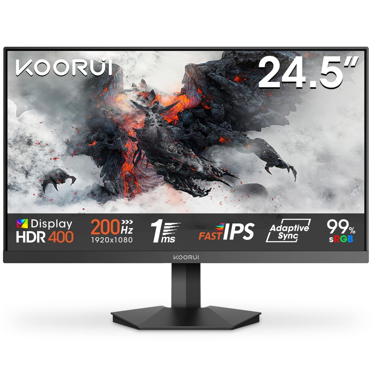KOORUI G2411P 24 Inch Gaming Monitor, 200Hz, Fast IPS, HDR 400, Full-HD 1080P, 1ms, Adaptive Sync, VESA Mountable, HDMI/DP, Low Blue Light, 99% SRGB — view 12