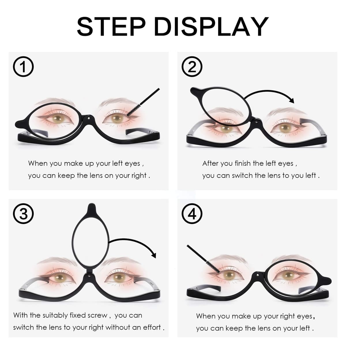 JM Maquillaje Gafas de Lectura Lupa Flip Down Cosméticos Lectores para Mujeres — view 3