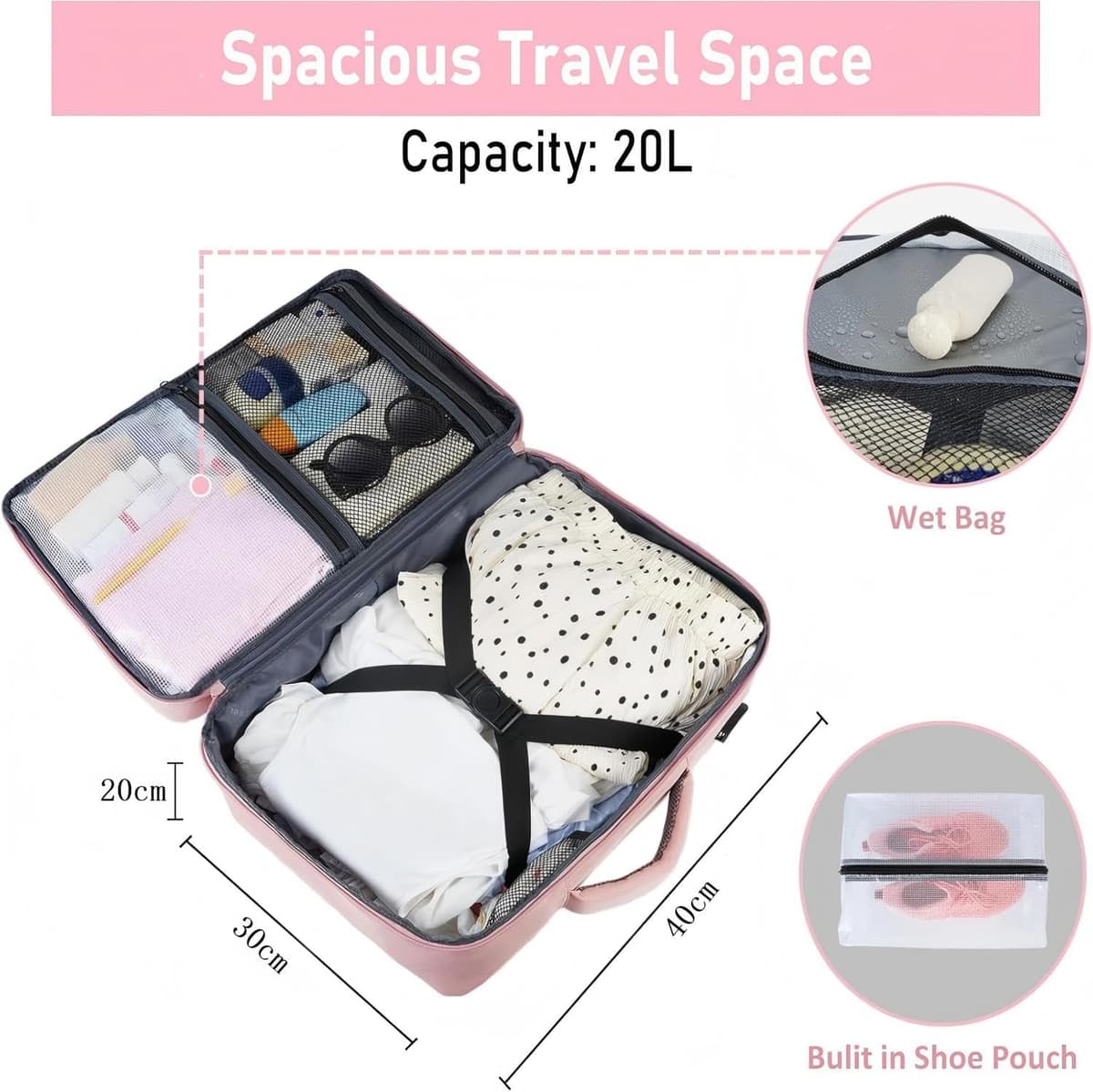 Taygeer for New Ryanair Cabin Bags 40x30x20 Underseat, Travel Backpack Cabin Size, Rucksack for Plane Hand Luggage Backpack f — view 4
