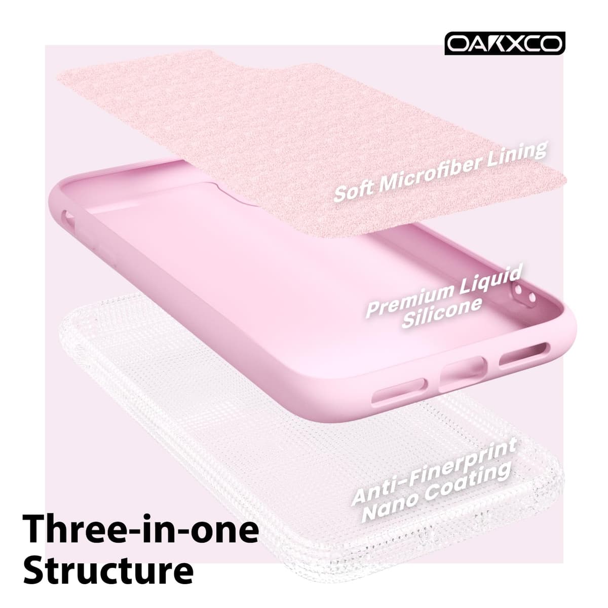 oakxco for iPhone 17 Pro Max Phone Case Liquid Silicone, Cute Thin Slim Grip Soft Rubber Gel for Women Men, Smooth Matte TPU Plain Solid Color Girly Simple Case with Camera Cover, Light Pink — view 877