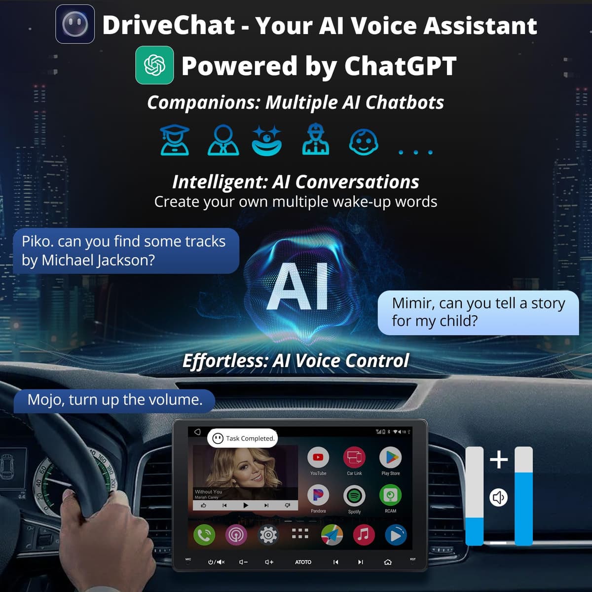 [9 Pulgadas] ATOTO A6 PF DIN Doble Android Radio, CarPlay inalámbrico y Android Auto, Pantalla IPS, Bluetooth Doble, Conexión a Internet WiFi/BT/USB,HD LRV, 2G + 32G, A6G209PF — view 2