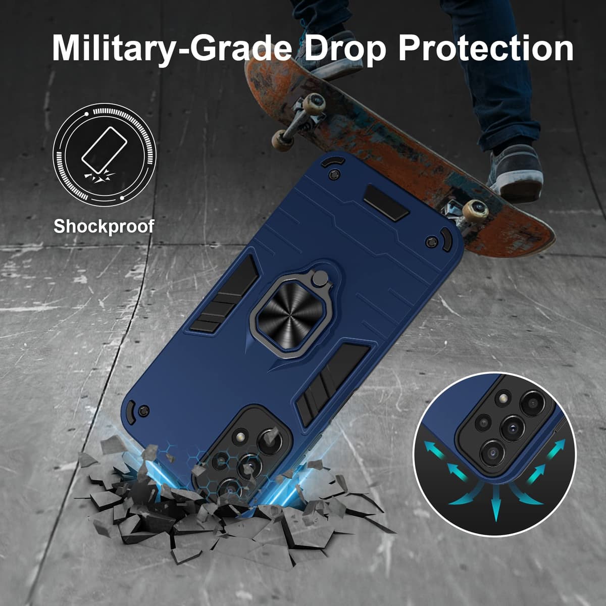 Funda para CMF Phone 2 Pro, Carcasa Antigolpes con Soporte anular metálico, Case Protectora de Grado Militar, Negro — view 349