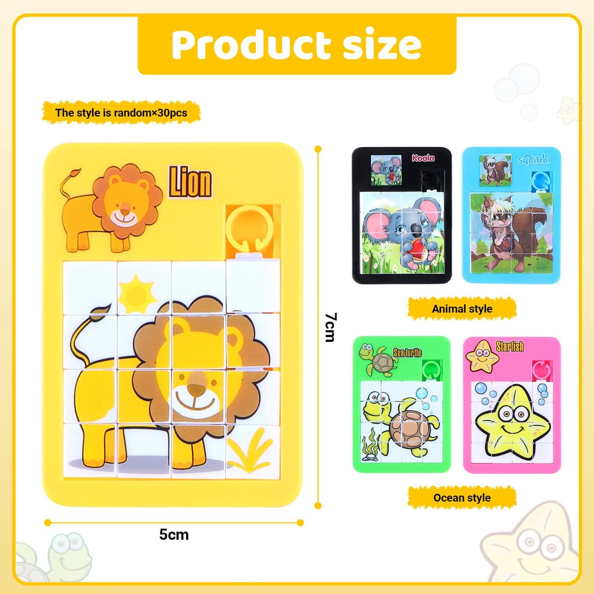 Rompecabezas Deslizantes 30 Pack Mini Puzzle Educativo con Animales Coloridos Juguetes Super Slide Regalos Cumpleaños Detalles de Fiesta Viaje y Oficina — view 2