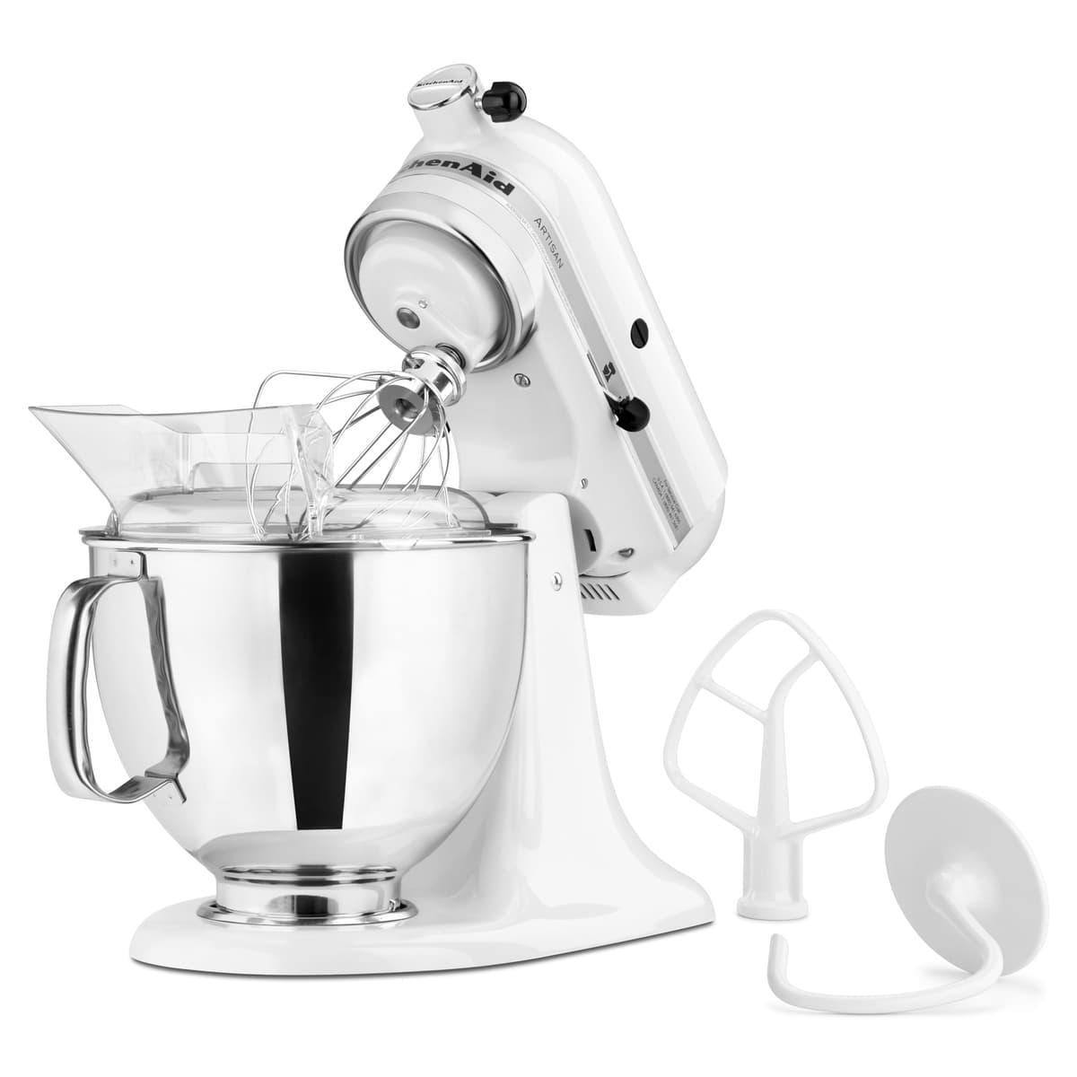 KitchenAid Artisan Series 5 Quart Tilt Head Stand Mixer with Pouring Shield KSM150PS, White — view 2
