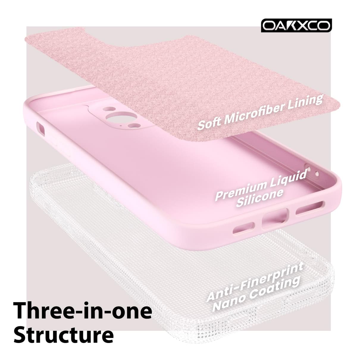 oakxco for iPhone 17 Pro Max Phone Case Liquid Silicone, Cute Thin Slim Grip Soft Rubber Gel for Women Men, Smooth Matte TPU Plain Solid Color Girly Simple Case with Camera Cover, Light Pink — view 1573