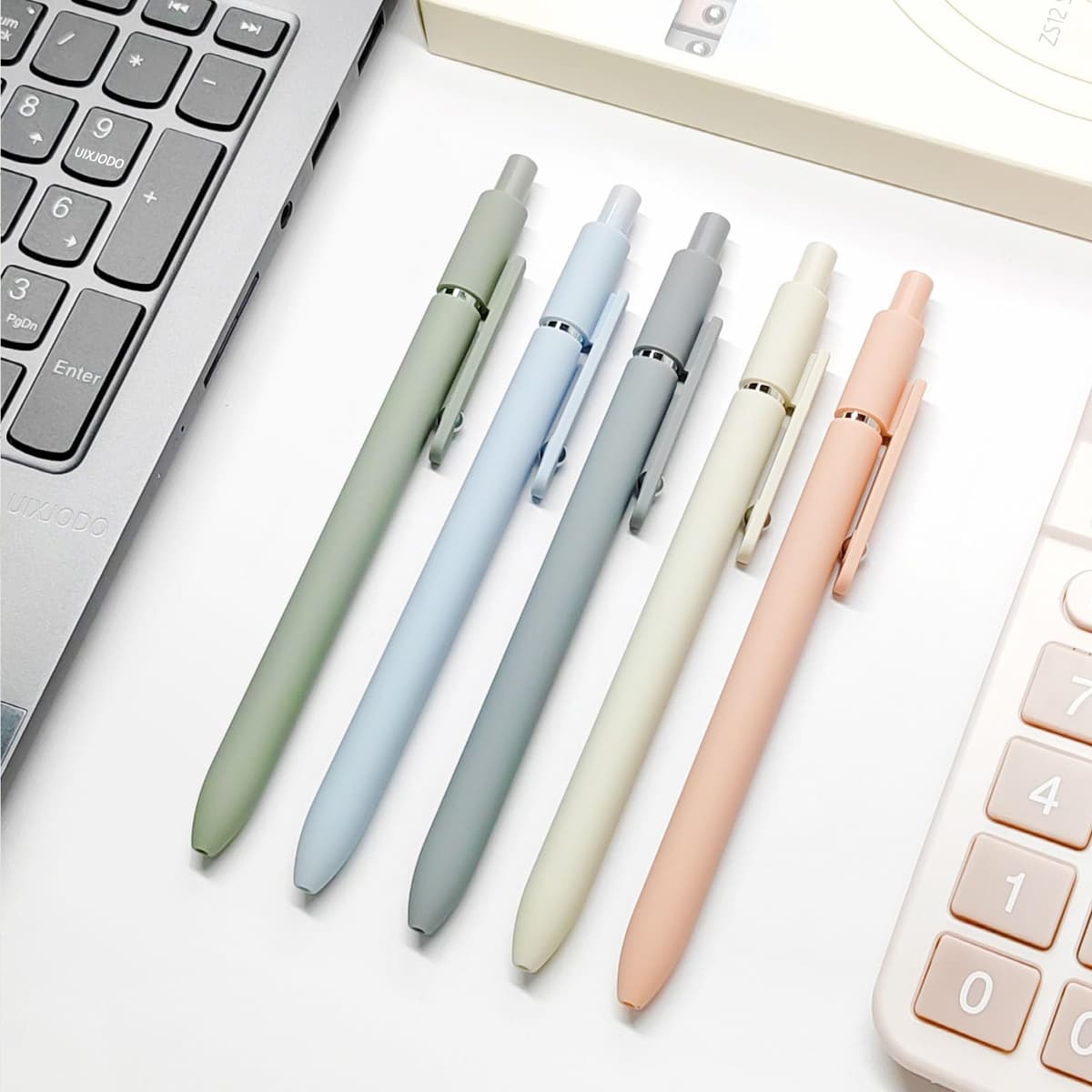 Gel Pens, 0.5mm Japanese Black Ink Fine Point Smooth Writing Pens, High-End Series Retractable Pens for Journaling Note Taking, Cute Office School Supplies Gifts for Women (5 Pcs Morandi) — view 2