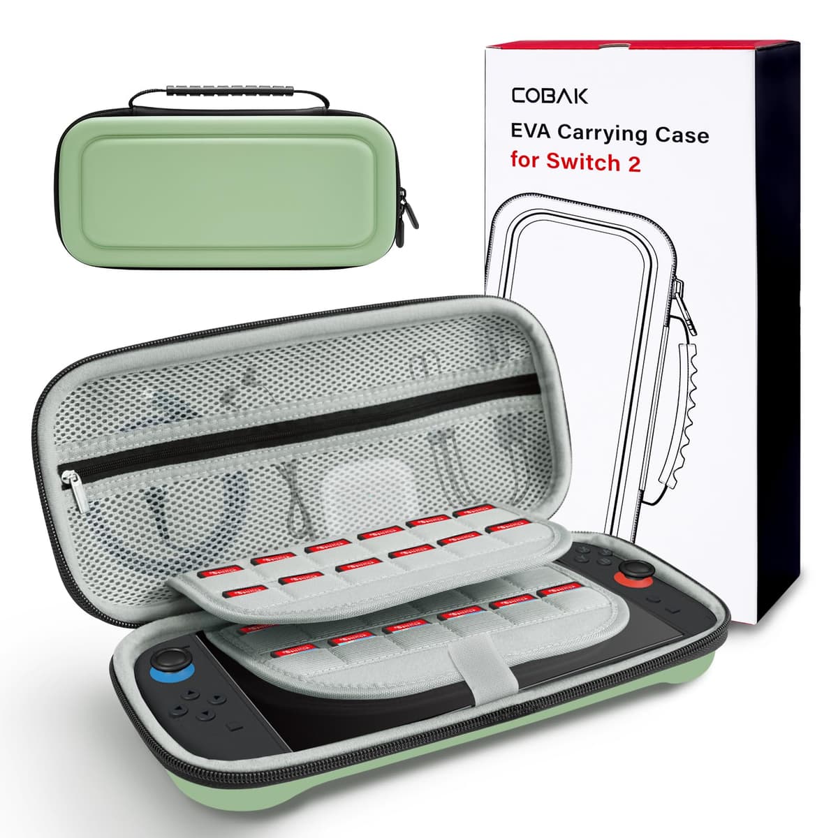 CoBak Funda Nintendo Switch 2 (2025) - Set 3en1: 2 Protectores Vidrio + 2 Gomas Palancas + Funda Rígida Portátil, Negro — view 9