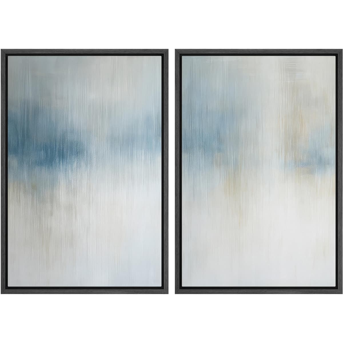 SIGNFORD Framed Canvas Print Wall Art Set Soft Hydrangea Pair Light Blue Florals with Green Leaves Illustration Modern Art Decorative Nordic Nature for Living Room, Bedroom, Office - 24"x36"x2 White — view 62