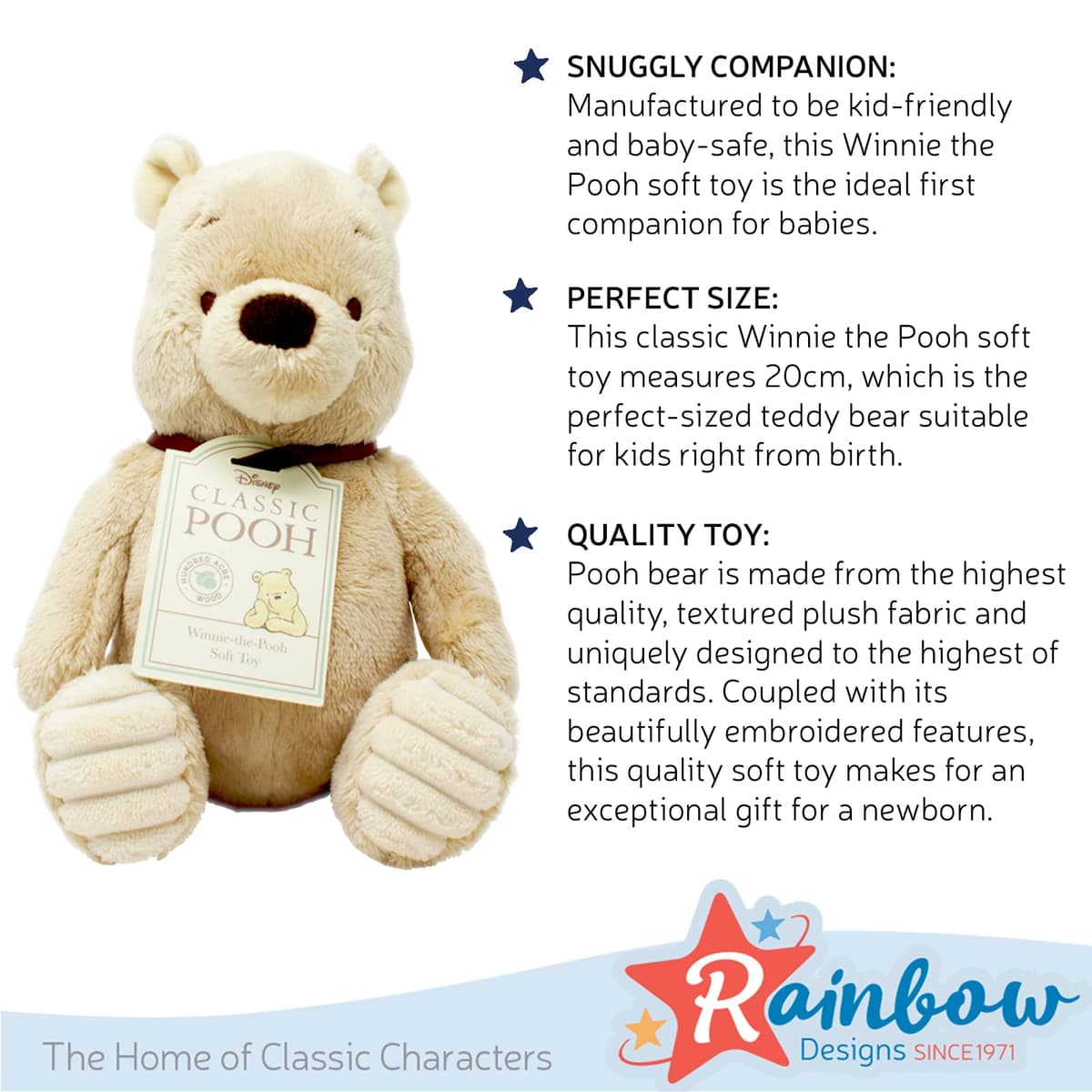 Disney DN1460 Pooh & Friends Classic Winnie The Pooh Soft Toy, Beige — view 4