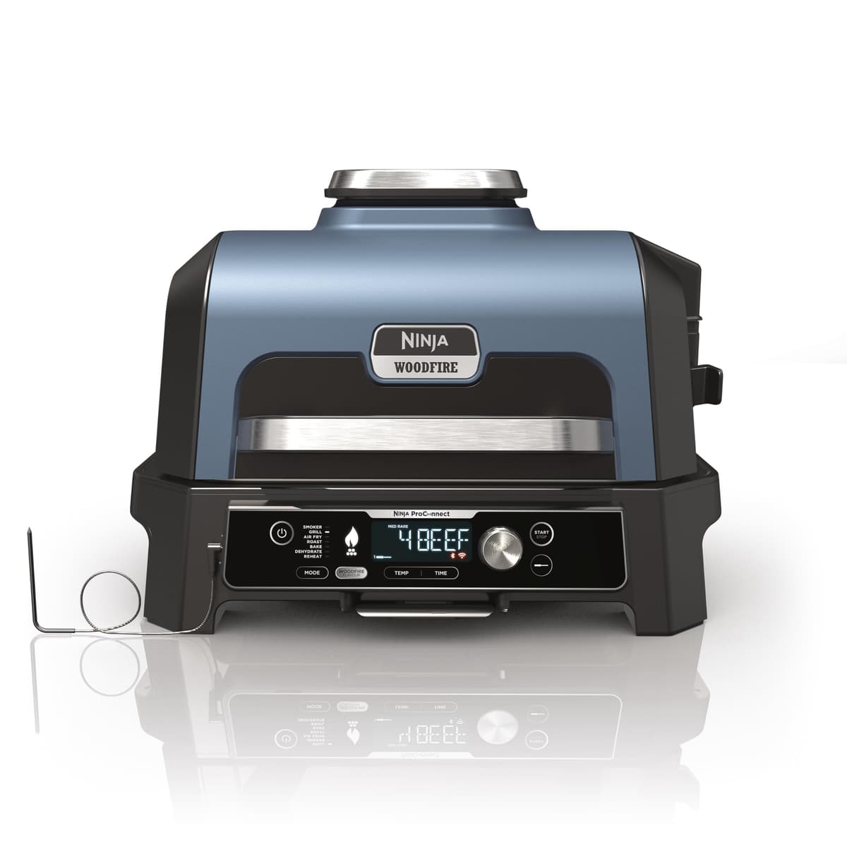 Ninja Woodfire Electric BBQ Grill & Smoker, 7-in-1 Outdoor Grill & Air Fryer, Roast, Bake, Dehydrate, Uses Woodfire Pellets, Weather Resistant, Non-Stick, Portable, Electric, Grey/Black, OG701UK — view 19