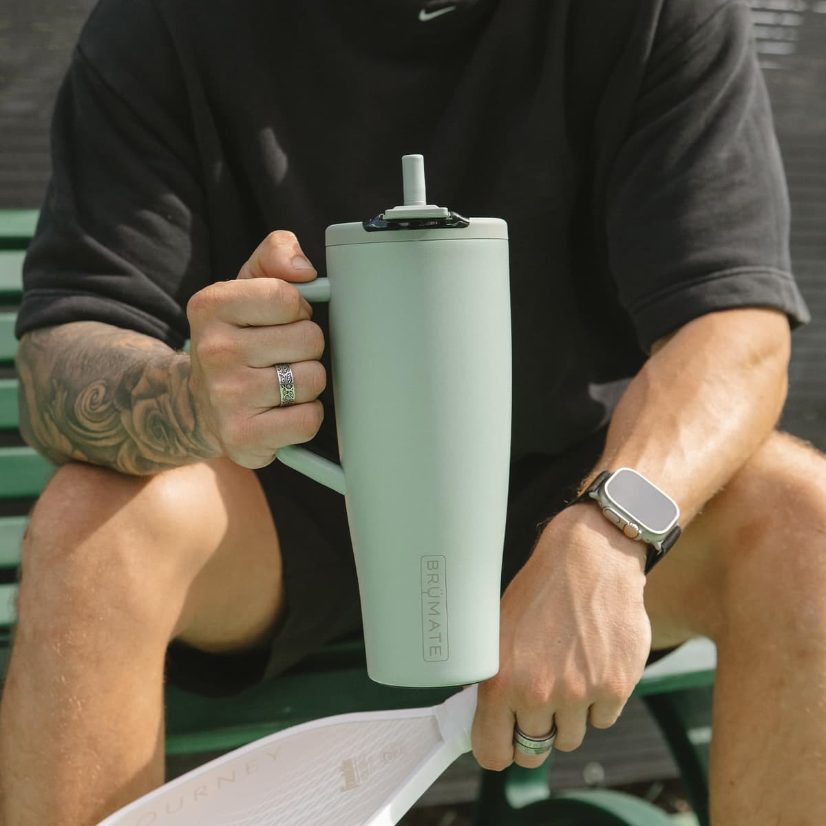 BrüMate Era Flip 40oz Tumbler with Covered Flip Down Straw | 100% Leakproof Insulated Tumbler | Made of Stainless Steel | Cup Holder Friendly Base | 40oz (Mocha) — view 5