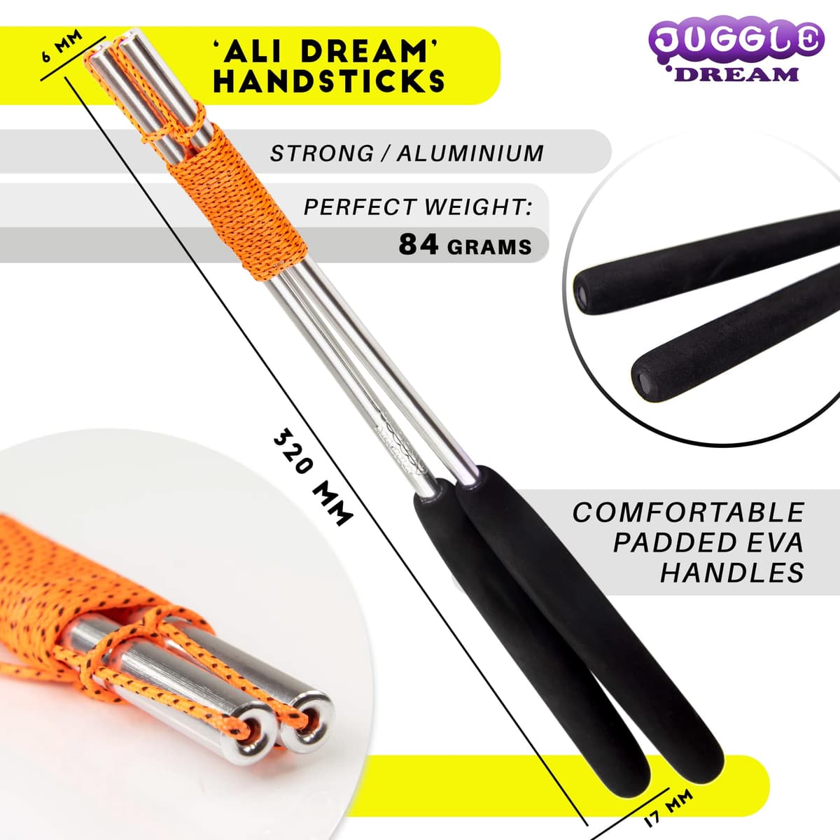 Juggle Dream Jester Diábolo Set para Malabares - Diábolo con Eje de Rodamientos con Palos de Aluminio y Vídeo de Aprendizaje en Línea (Azul/Blanco) — view 3
