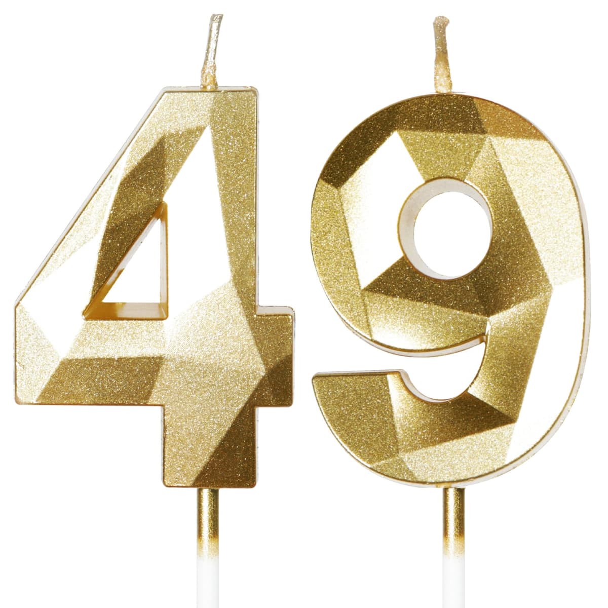 Yiran 50th Birthday Candles, Gold Number 50 Happy Birthday Candles, Cake Topper Decorations for Birthday Party, Wedding Anniversary Celebration Supply — view 169
