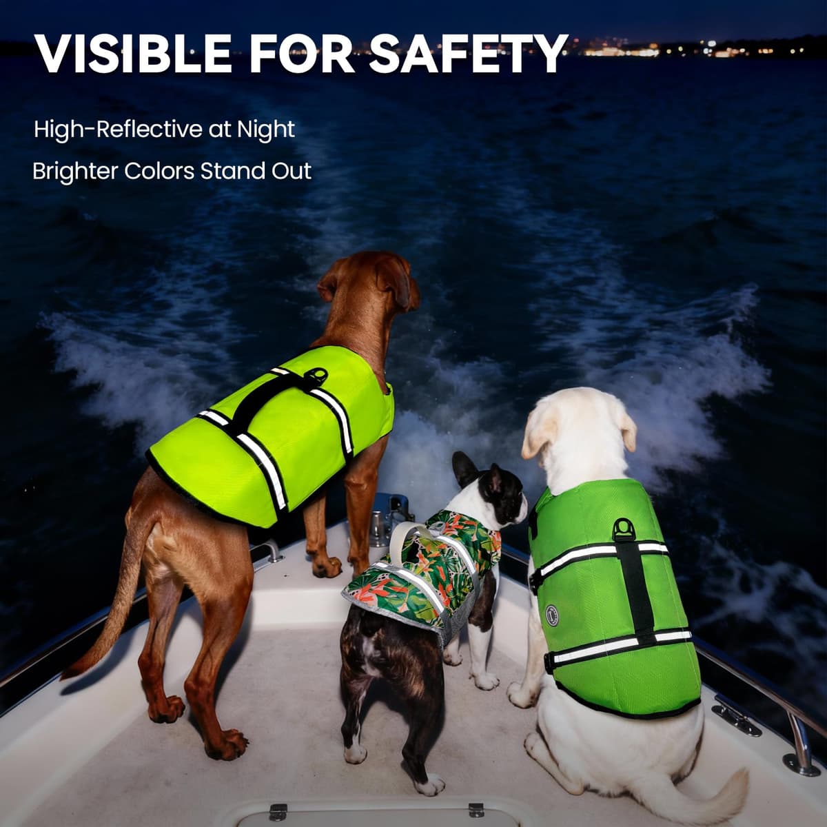 VIVAGLORY Rip Stop Dog Life Jacket, Buoyancy Aid with Handle, Buoyancy for Doggy, Dog Life Jacket for Swimming & Boating, L, Bright Yellow — view 4