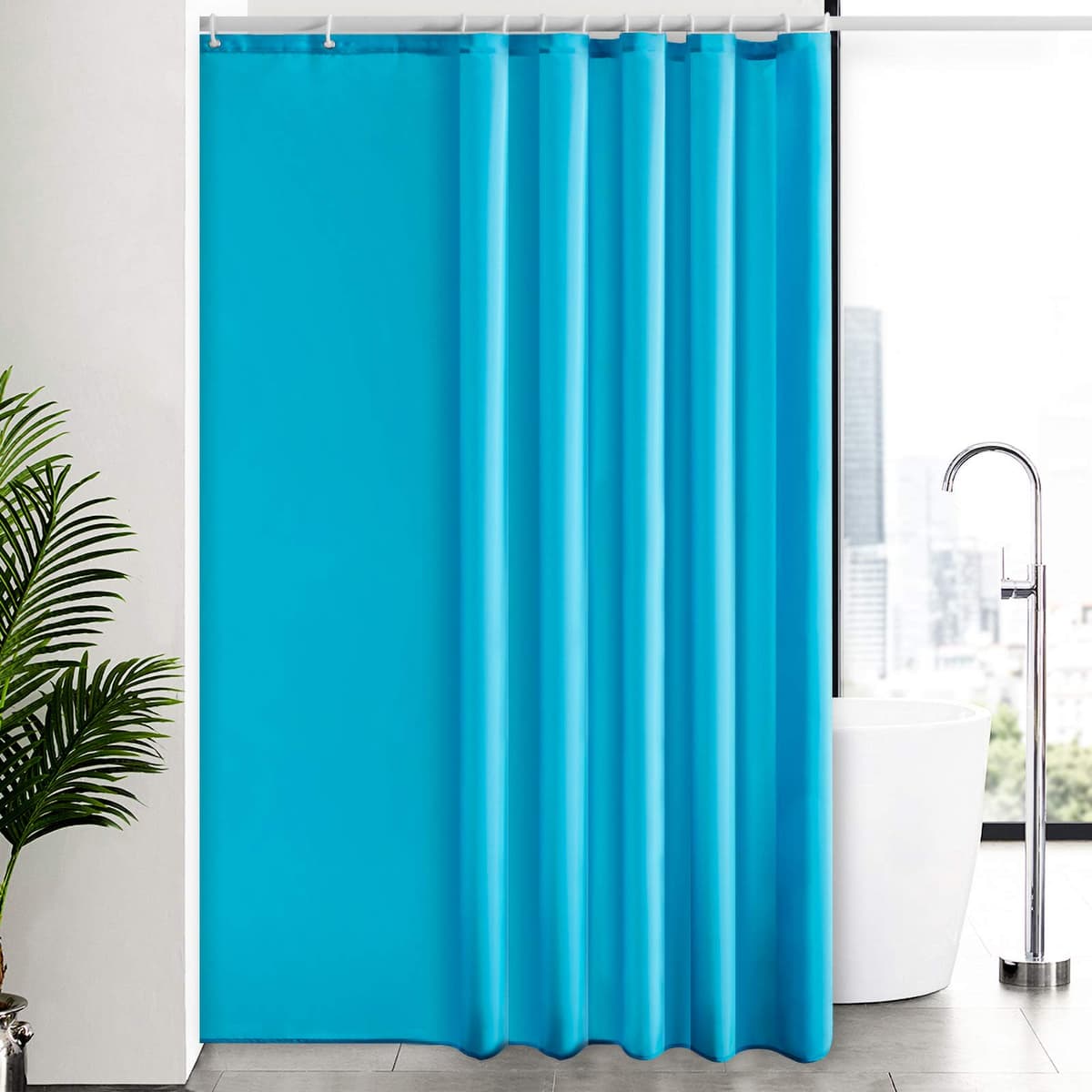 Furlinic Cortina Ducha 200x200cm Antimoho Impermeable Lavable Blanco Tela Poliéster Grandes Cortinas de Baño con 12 Aros de Cortina Ducha. — view 27