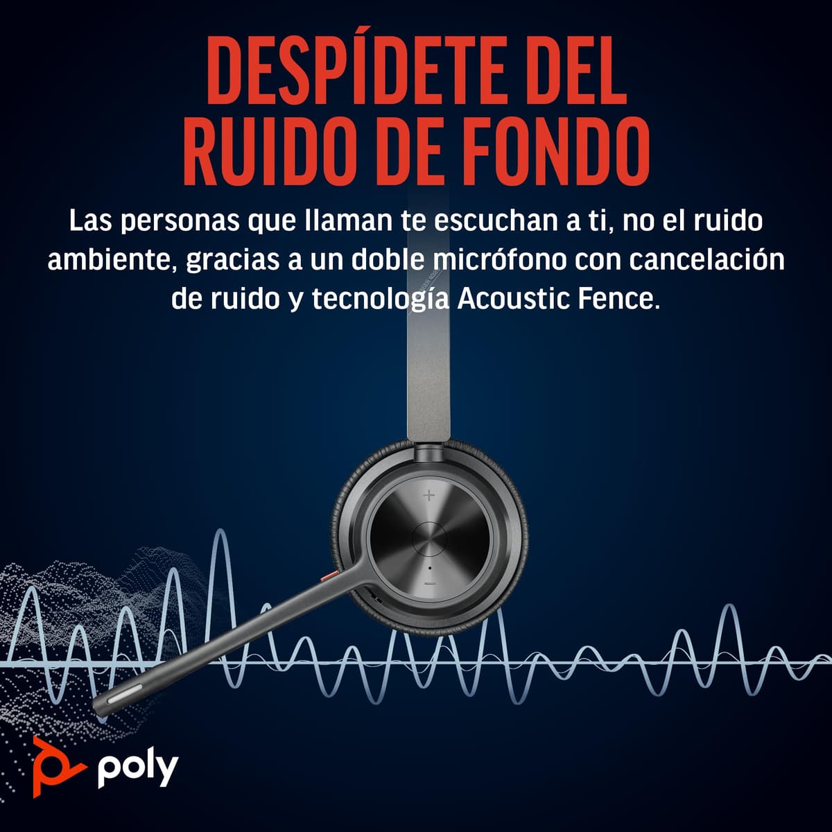 Auriculares inalámbricos Poly Voyager 4320 UC - Audífonos estéreo con micrófono de brazo con cancelación de ruido - Conexión Bluetooth a PC/Mac/teléfono móvil - Funciona con Teams, Zoom y más — view 3