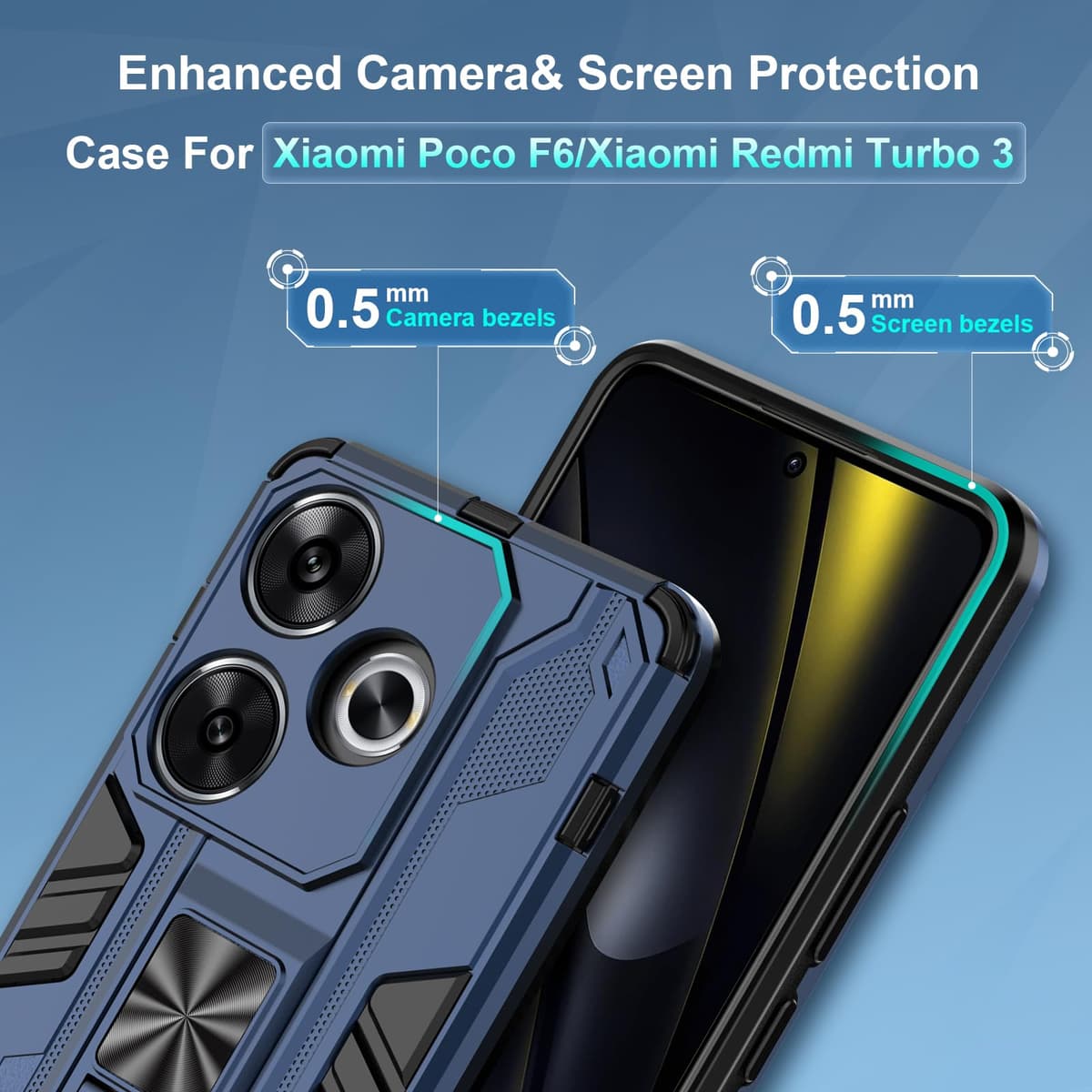 Funda para CMF Phone 2 Pro, Carcasa Antigolpes con Soporte anular metálico, Case Protectora de Grado Militar, Negro — view 988