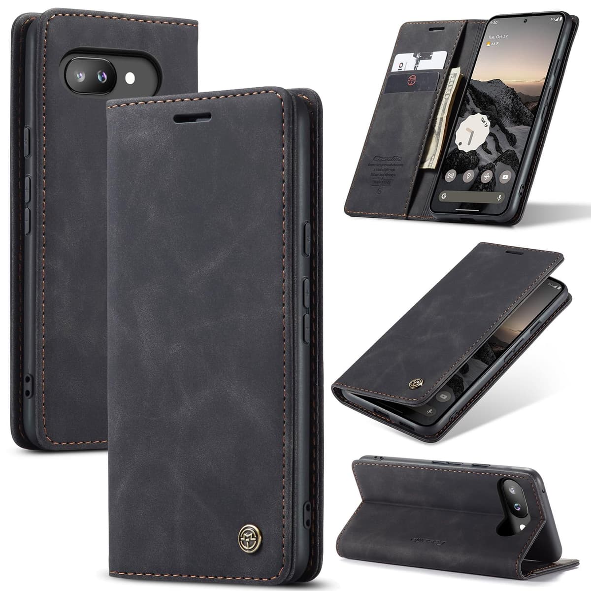for Google Pixel 9a Case, Wallet Case Flip Leather with Card Holder Magnetic Closure Shockproof Kickstand Protective Phone Cases Cover for Pixel 9a, Black