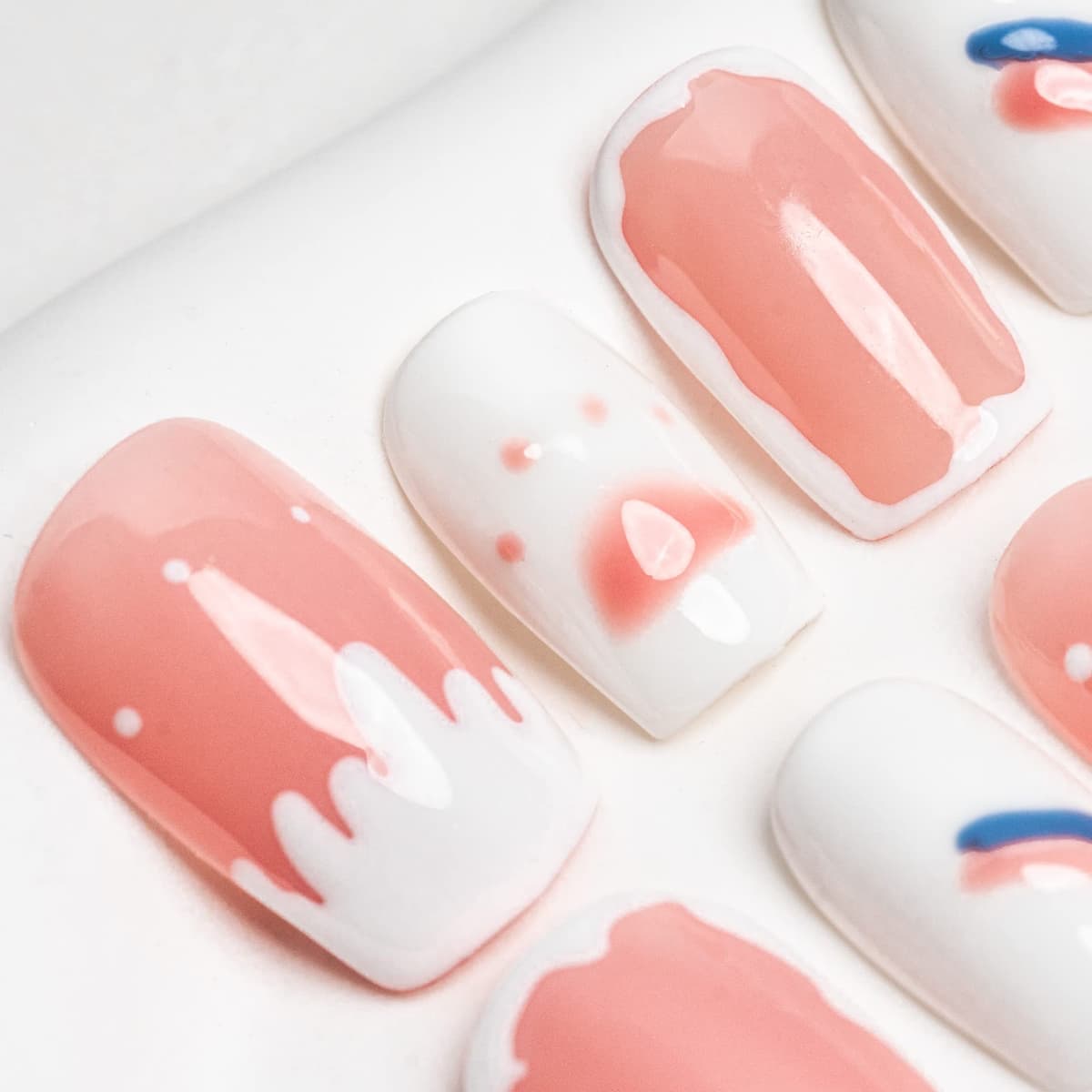 Sun&Beam Nails Handmade Press On Nail Long Coffin Ballerina Pink Flower Acrylic Fake Tip 3D Design Art Charms Cute with Storage Box 10 Pcs (S) — view 376