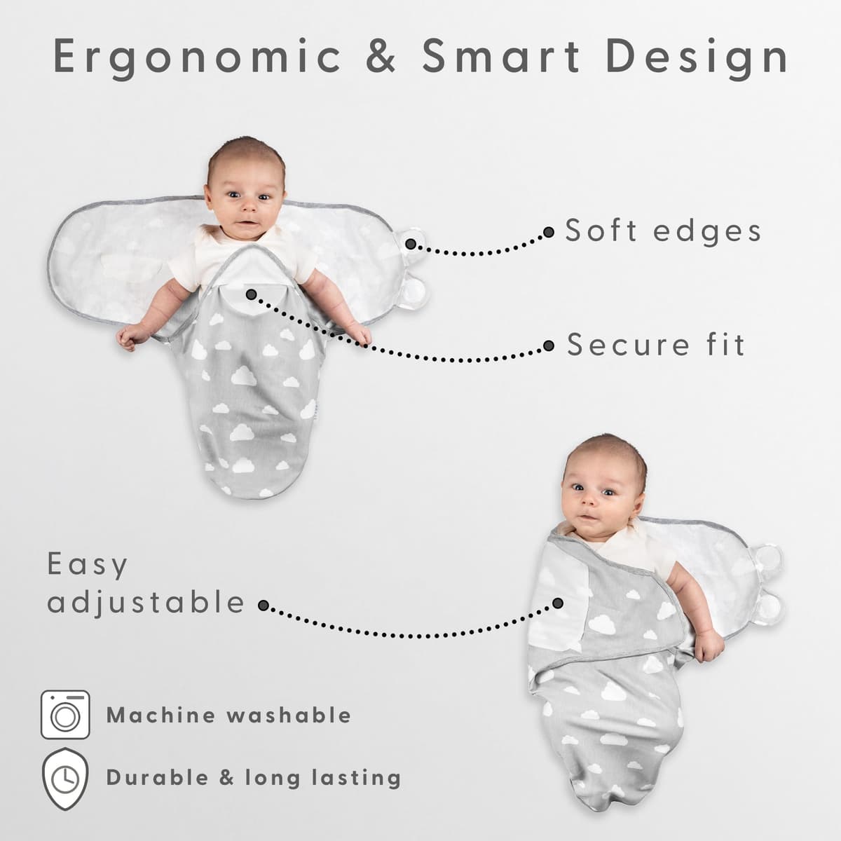Little Seeds Swaddle Blanket 0-3 Months, 3-Pack Organic Cotton Baby Swaddles - Swaddles for Newborns Infant Boys & Girls, Soft & Snug Hip-Healthy Swaddling Blankets — view 4