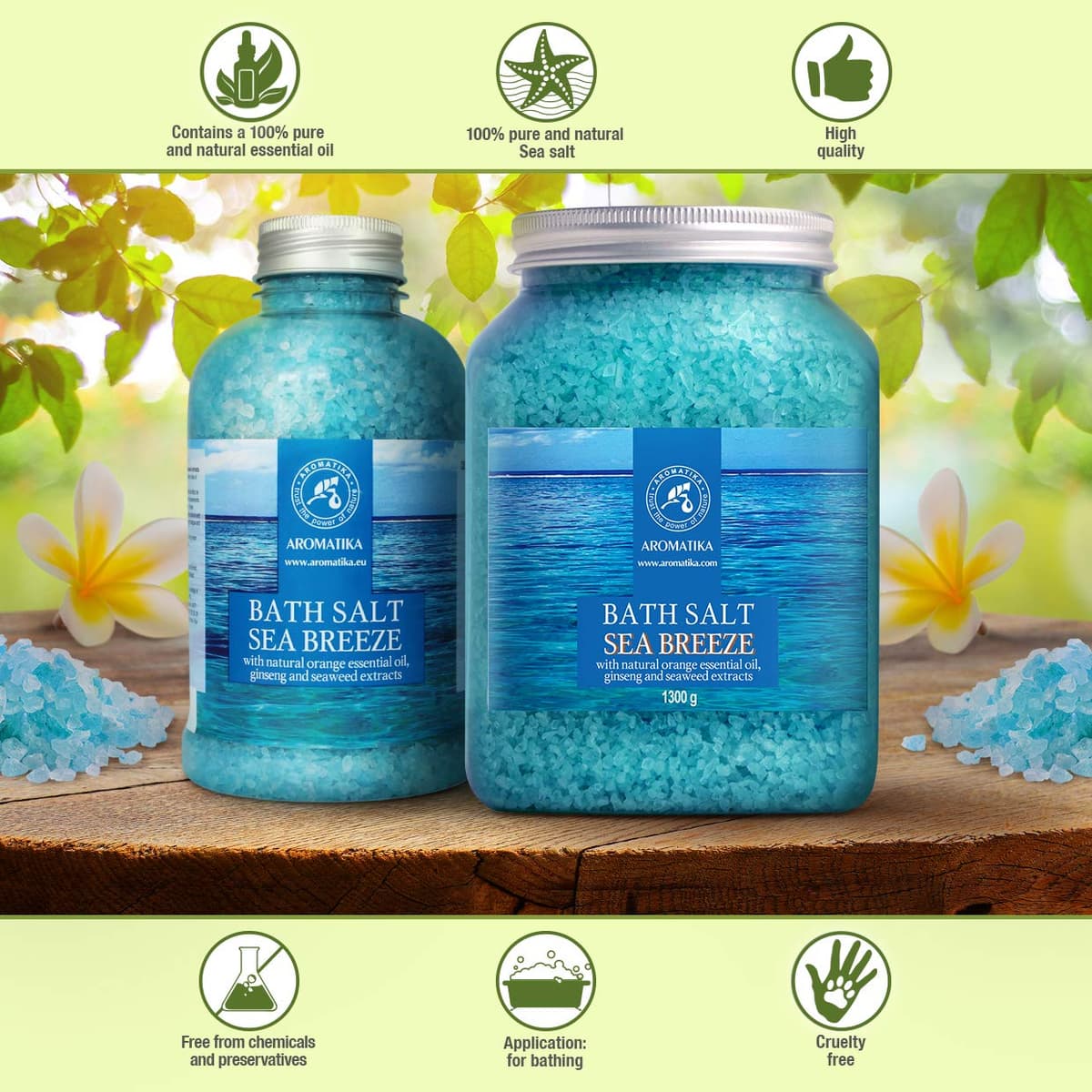 AROMATIKA Sea Breeze Bath Salts – 1300 g - Aromatherapy Bath Soak for Good Sleep, Relaxing & Calming Bath, Natural Bath Salts for Soaking Bath, Body Care, Beauty, Wellness & Home Spa, Gift Idea — view 3