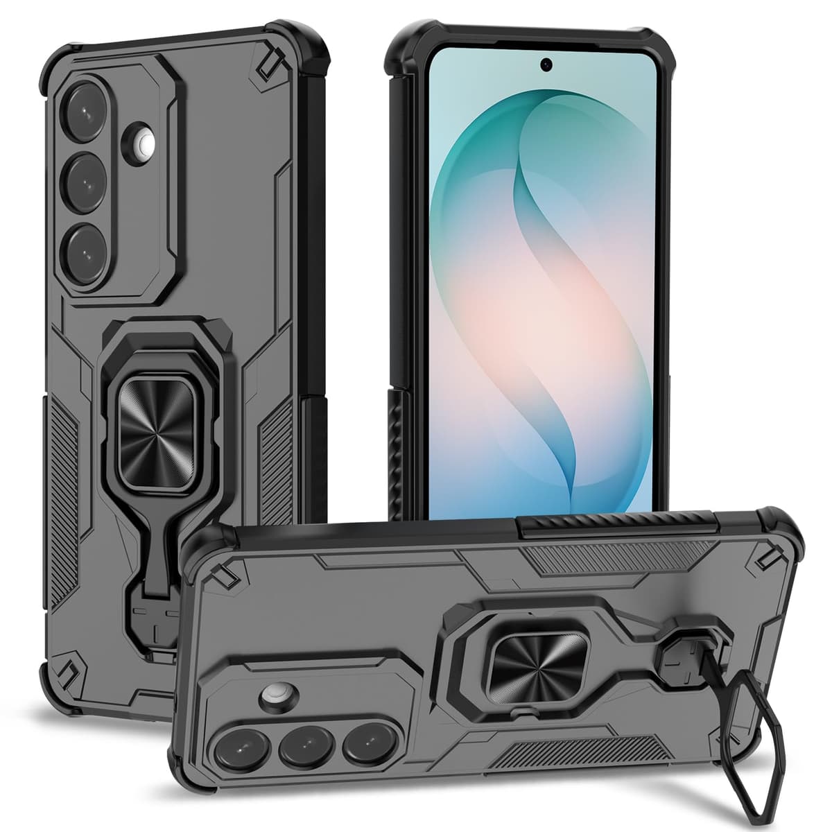 Funda para CMF Phone 2 Pro, Carcasa Antigolpes con Soporte anular metálico, Case Protectora de Grado Militar, Negro — view 380