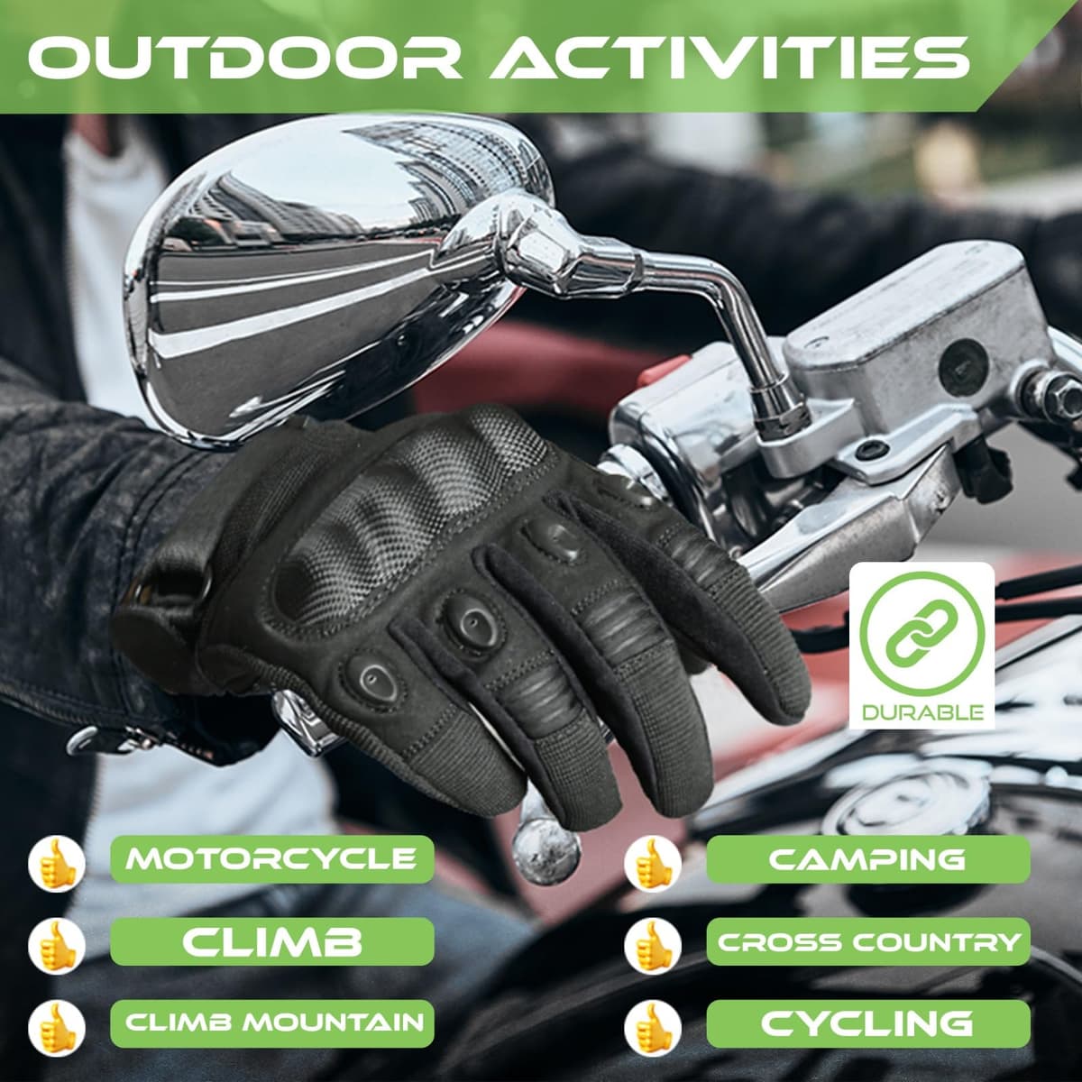 WESTWOOD FOX WFX Motorcycle Gloves for Men and Women Hard Knuckle Full Finger Touchscreen Motorbike Gloves for Bike Riding — view 2
