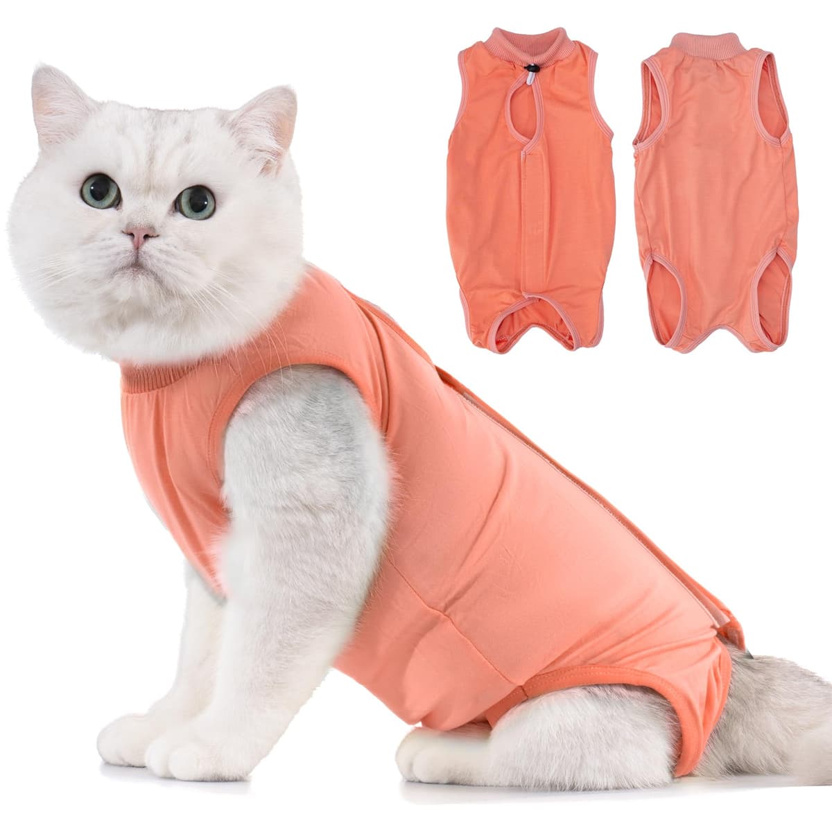 Avont Traje de Recuperación para Gatas Esterilizadas, Ropa Postoperatoria Protectora Antilamido, Chaleco para Cirugía y Heridas Abdominales (Gris Oscuro,L) — view 15
