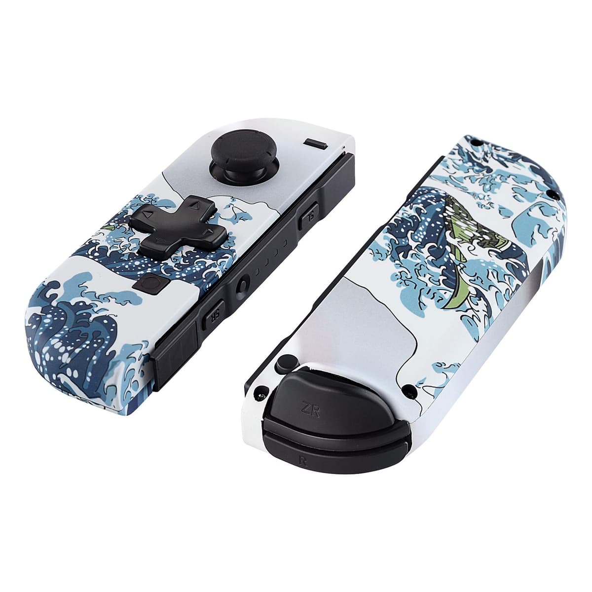 eXtremeRate The Great Wave Soft Touch Joy con Handheld Controller Housing (D-Pad Version) with Full Set Buttons, DIY Replacement Shell Case for Nintendo Switch Joycon & Switch OLED Joy con — view 3