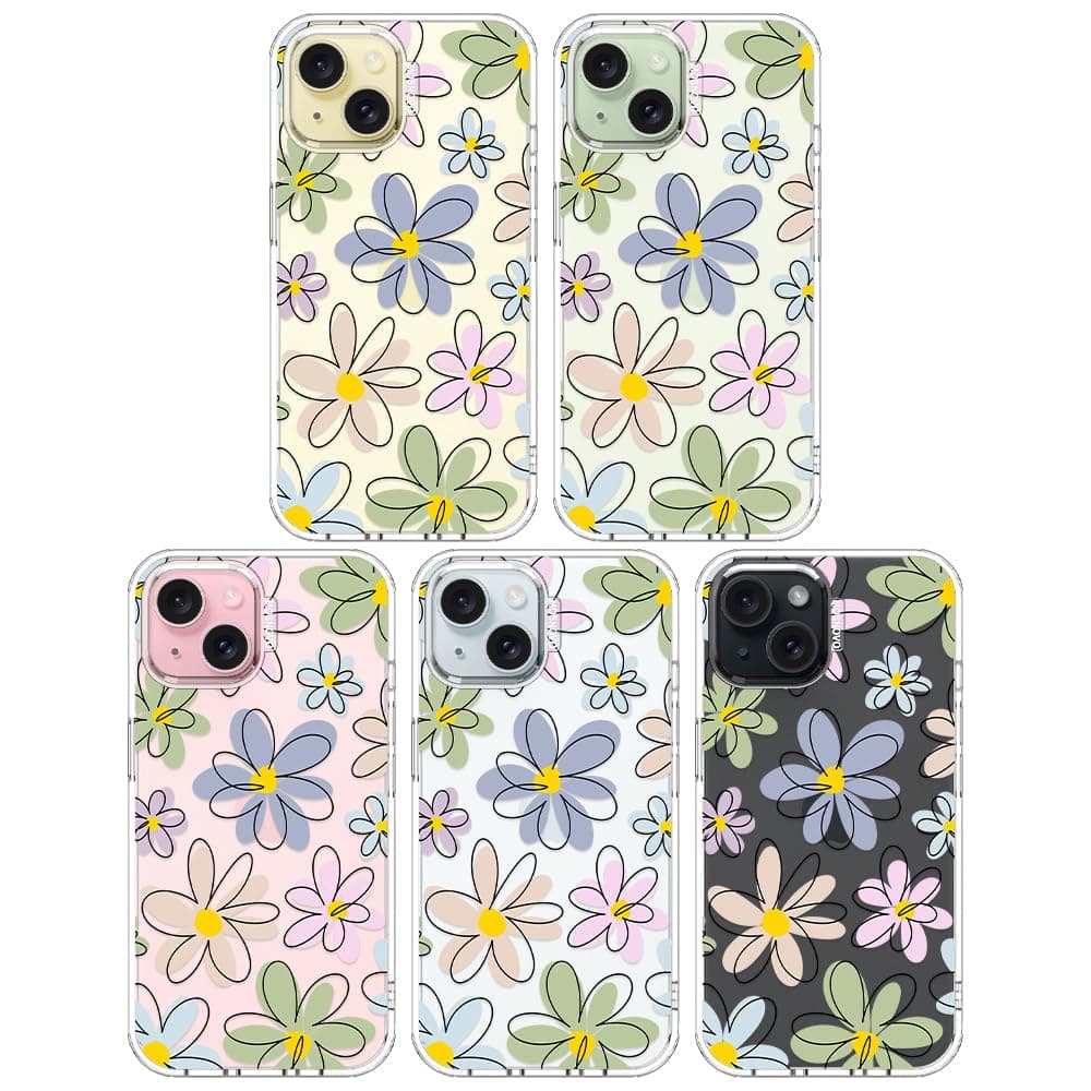 MOSNOVO Case for iPhone 15, [Buffertech 6.6ft Military-Grade Drop Protection] [Anti Peel Off Tech] Clear TPU Bumper Phone Case Cover Design - Linear Blooms — view 3