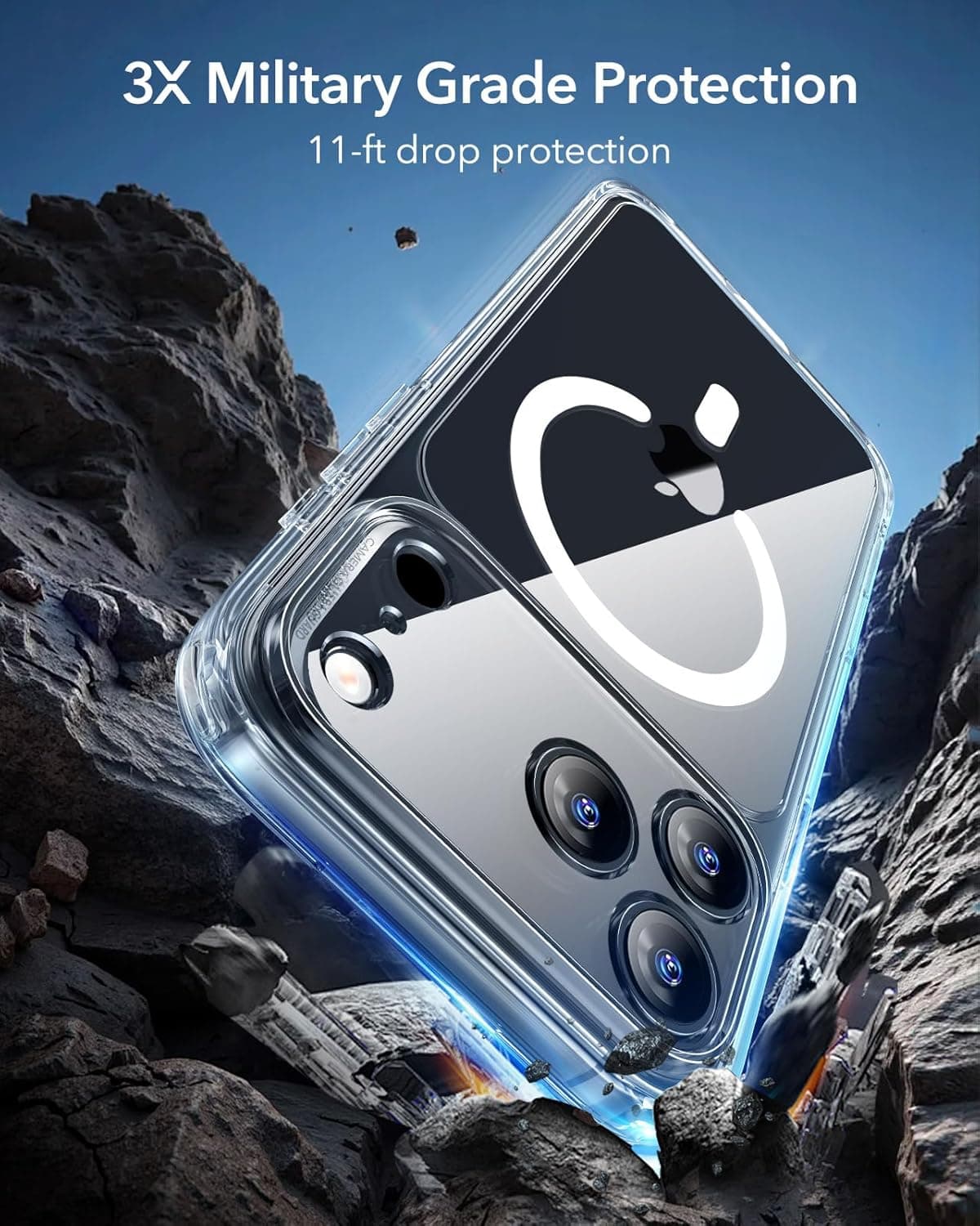 ESR for iPhone 17 Pro Max Case, Compatible with MagSafe, Shockproof Military-Grade Protection, Scratch-Resistant Back, Magnetic Phone Case for iPhone 17 Pro Max, Classic Hybrid Case, Clear — view 3