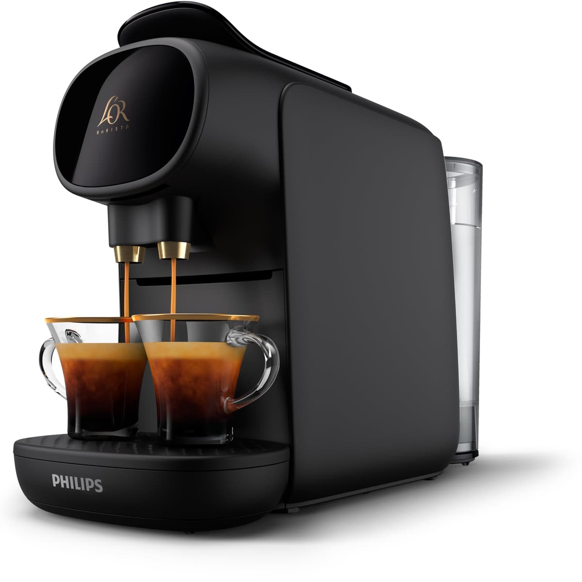 Philips L'Or Barista Sublime - Cafetera de Cápsulas, Reconocimiento de Cápsula Doble, 1 o 2 Tazas, Bandeja de Goteo Ajustable, Negro (LM9012/60)