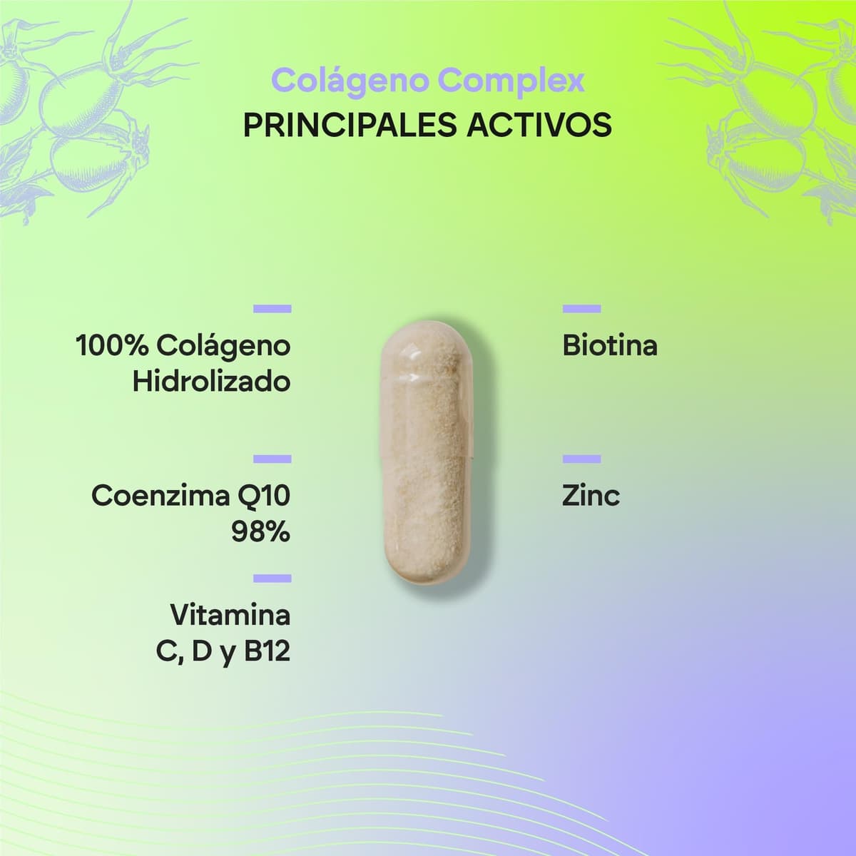 Colágeno Ácido Hialurónico - Hidrolizado + Biotina + Q10 - Piel Cartílago - Vit C D B12 y Zinc - Collagen Complex - 60 Cápsulas Nutralie — view 4