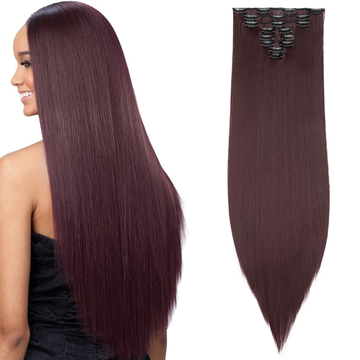 24"(60cm) SEGO Extensiones de Cabello Clip de Pelo Sintético Se Ve Natural 8 PCS [Sandy Rubio mezcla Blanqueador Rubio] Rizado Ondulado Largo Postizos Pelucas (140g) — view 13