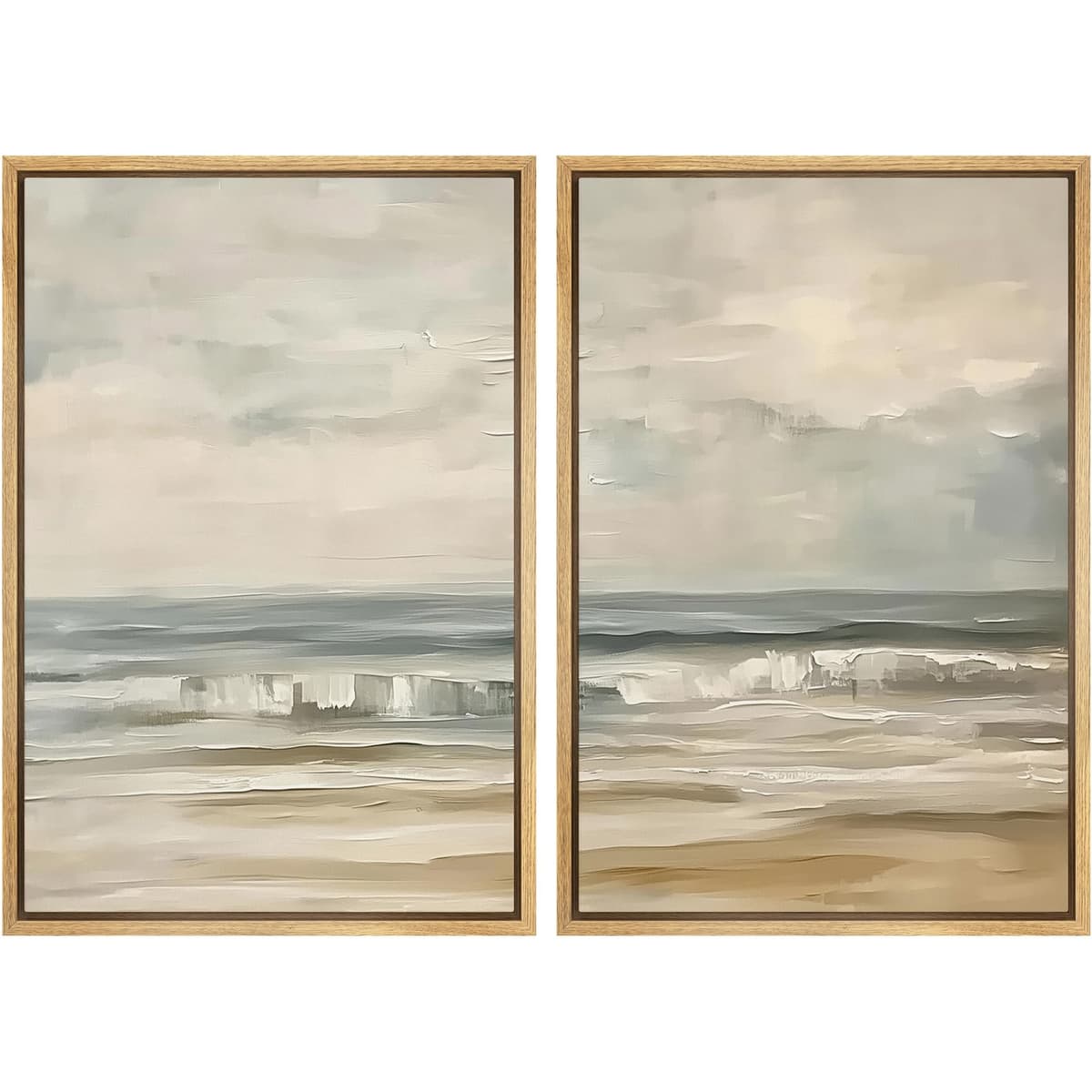 MUDECOR Framed Canvas Print Wall Art Set Watercolor Pastel Duotone Tan Landscape Abstract Shapes Illustrations Modern Art Decorative Contemporary for Living Room, Bedroom, Office - 24"x36"x2 Natural — view 102