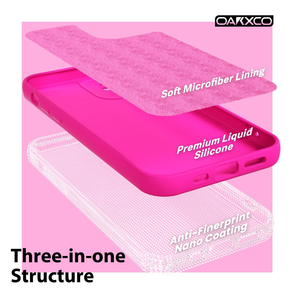 oakxco for iPhone 17 Pro Max Phone Case Liquid Silicone, Cute Thin Slim Grip Soft Rubber Gel for Women Men, Smooth Matte TPU Plain Solid Color Girly Simple Case with Camera Cover, Light Pink — view 1714