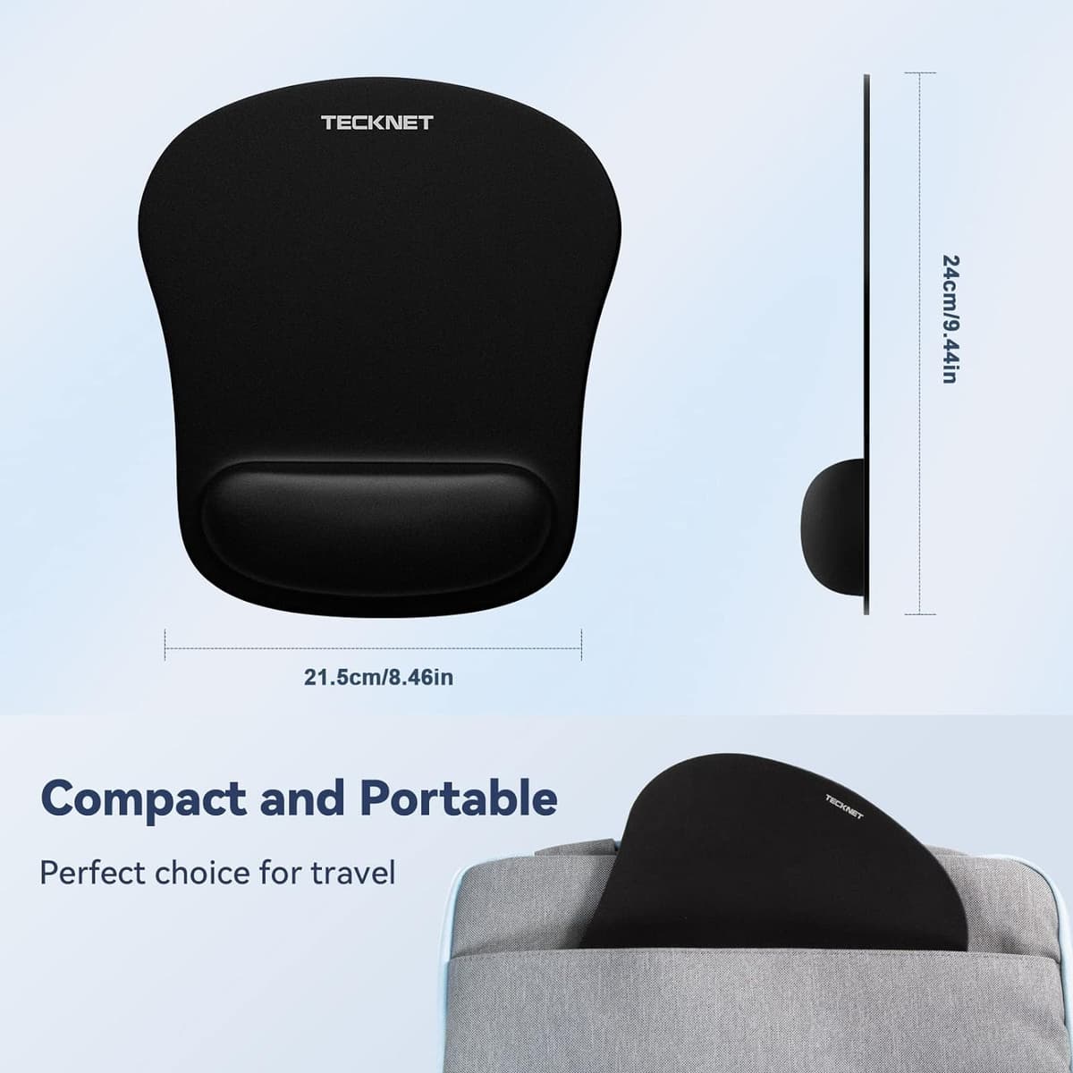 TECKNET Mouse Mat 3 Pack with Memory Foam Rest -Non-slip Rubber base- Special-Textured Water-Resistant Surface — view 5