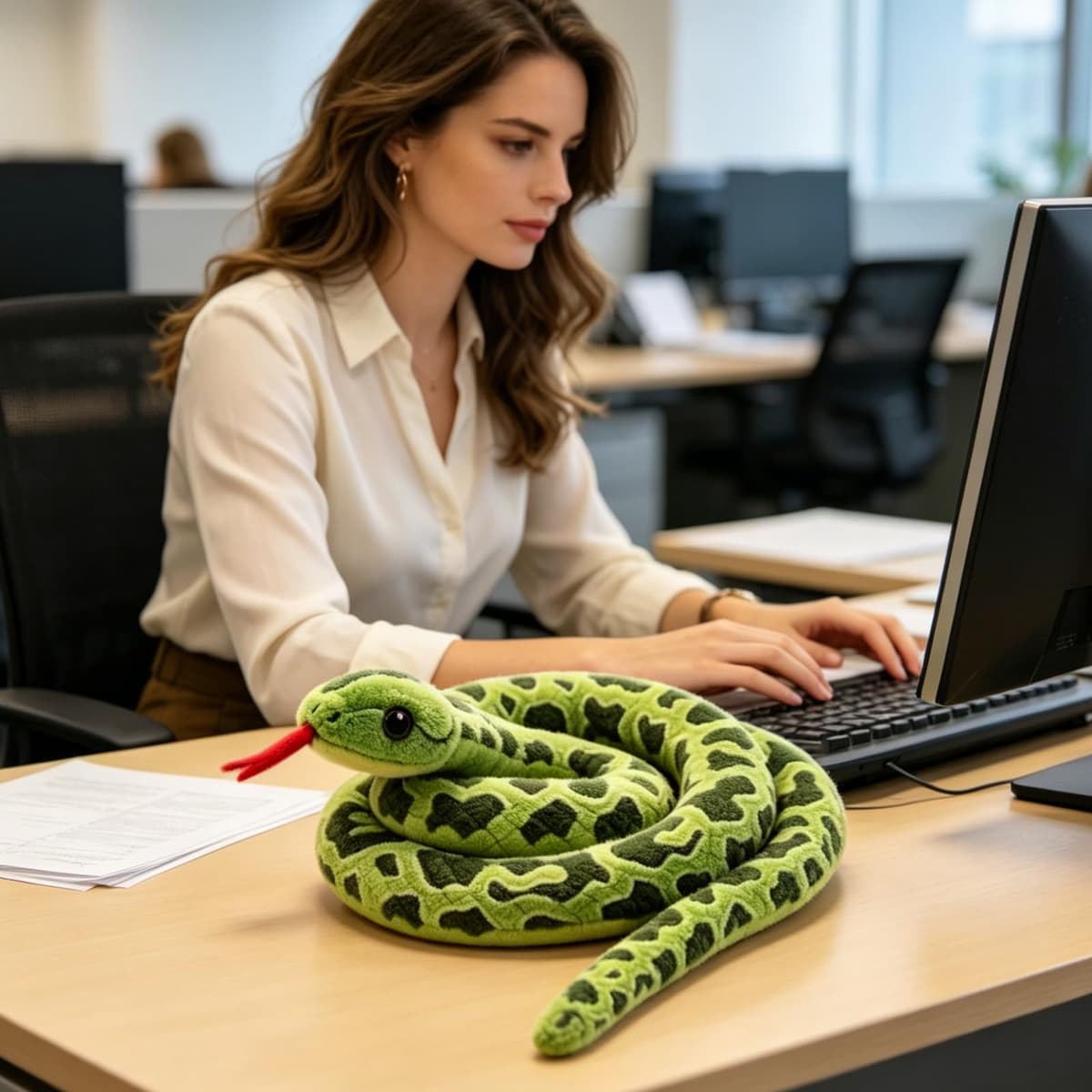Snake Toy, Realistic Snake Plush for Decoration and Fun, Lifelike Green Snake with 100cm Length, Detailed Texture for Prank Use and Home Accent — view 5