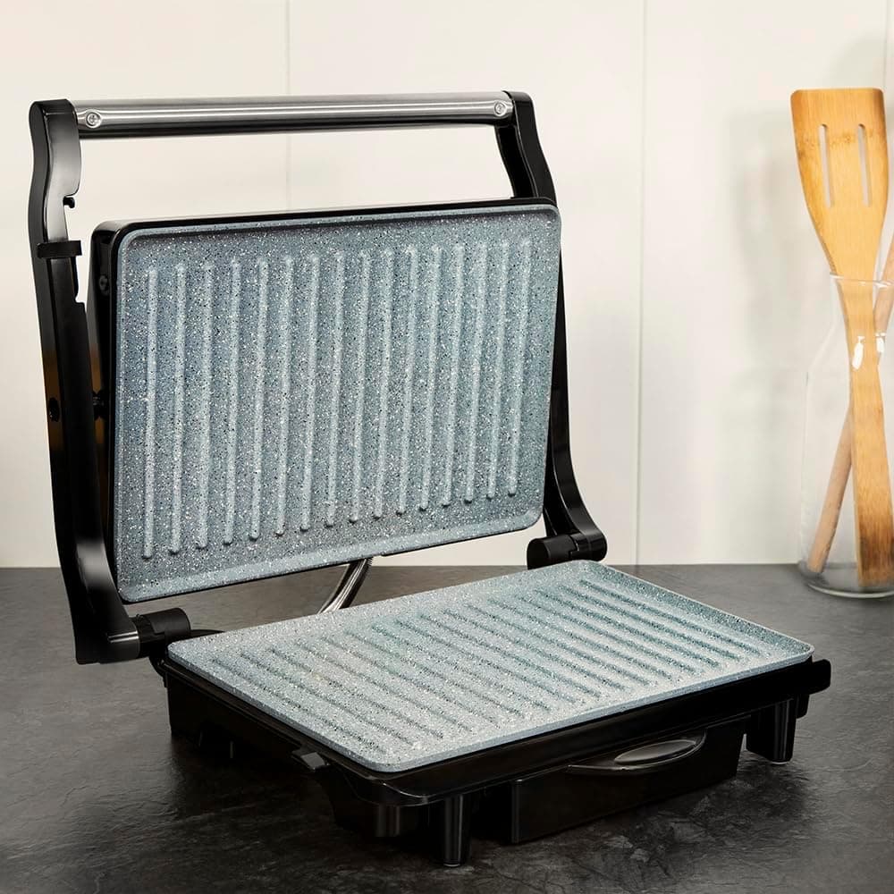 Cecotec Parrilla Eléctrica Rock'Ngrill 1500 Rapid, 1500 W, Revestimiento de Piedra Rockstone, Placa Superior Adaptable en Altura, Bandeja Recogegrasas, Revestimiento Ecológico, 12.4X30.8X33.2 Cm — view 2