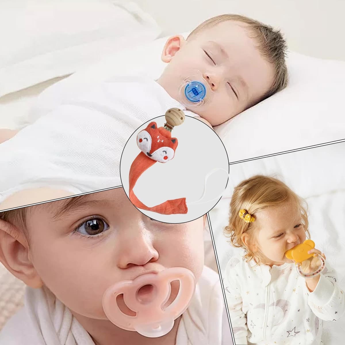 Pacifier Clip Holder - Animal Shape Strap Clip, Anti Lost Kid Soother Holder, Teething Ring Attachment, Secure Tether Fastener, Cute InfantAccessory Organizer, Soft GripClip Design for Pacifier — view 4