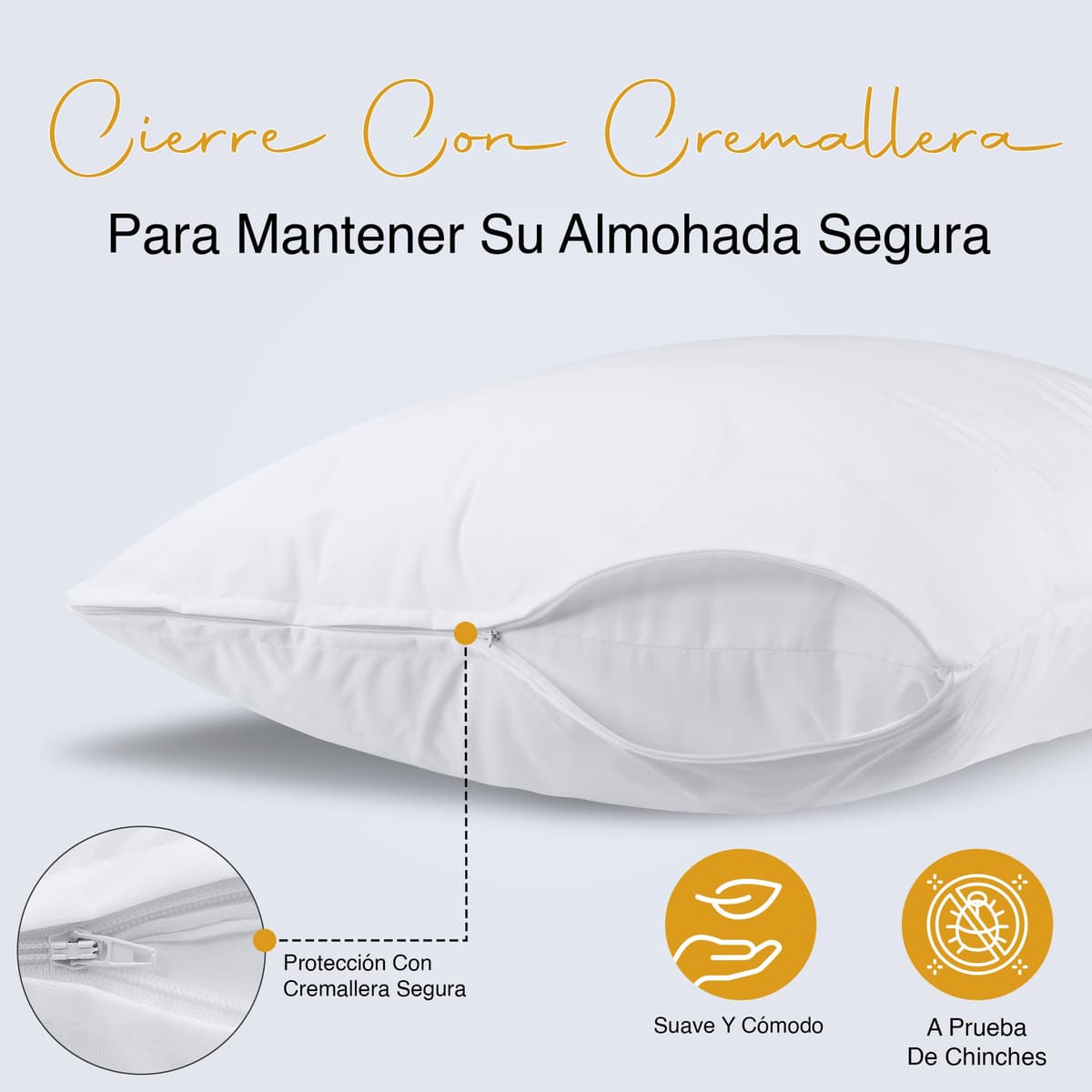 Utopia Bedding Protector de Almohada Impermeable 40x70 cm (Juego de 2) con Cremallera, Funda Almohada Certificado Oeko-Tex — view 3