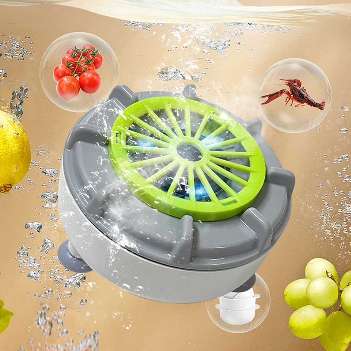 Portable Fruit and Vegetable Washer Cleaning Machine Waterproof USB Automatic Washer Spinner USB Fruit Cleaner — view 4